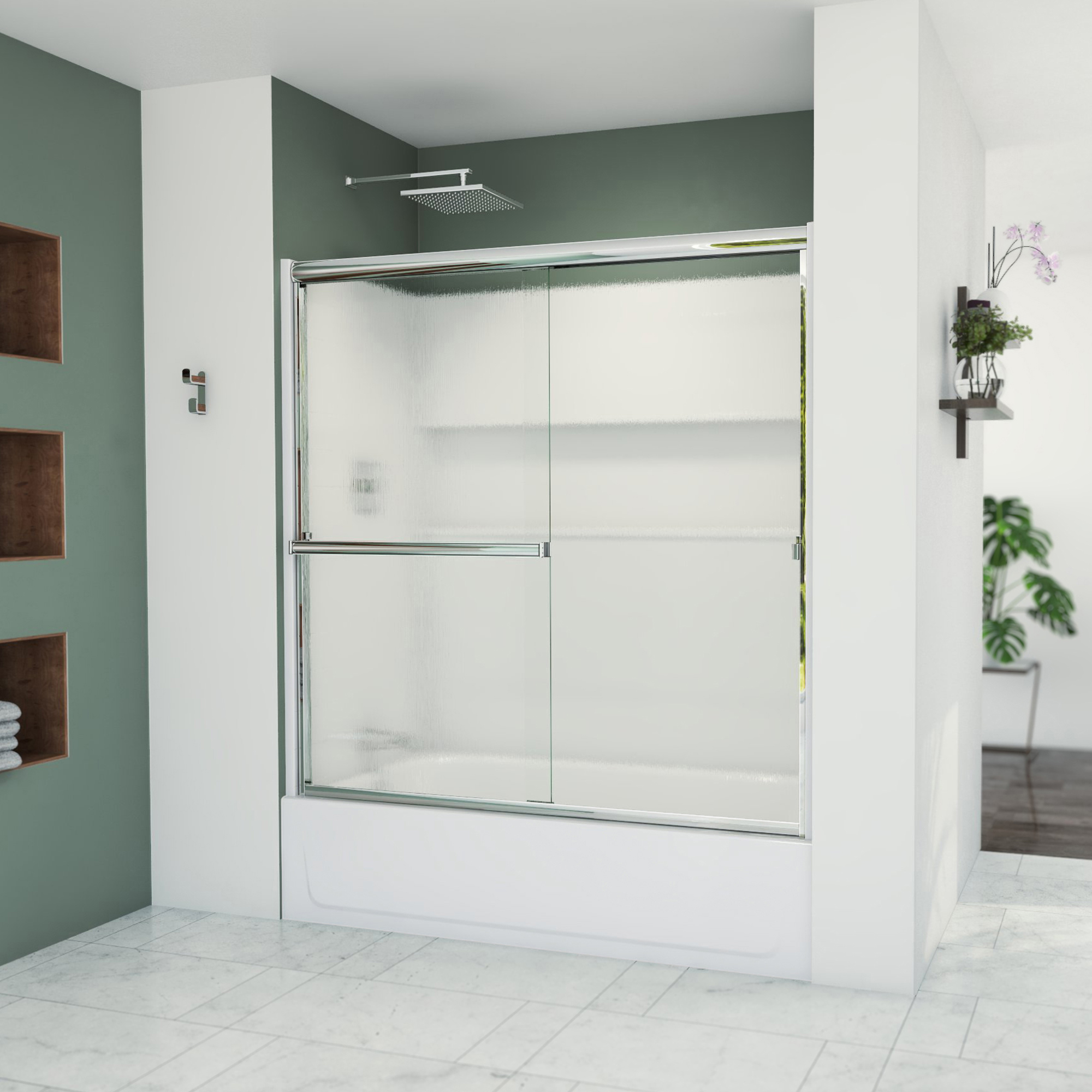 Aloha 56 - 60 inch W x 56 inch H Semi-Frameless Sliding Tub Door
