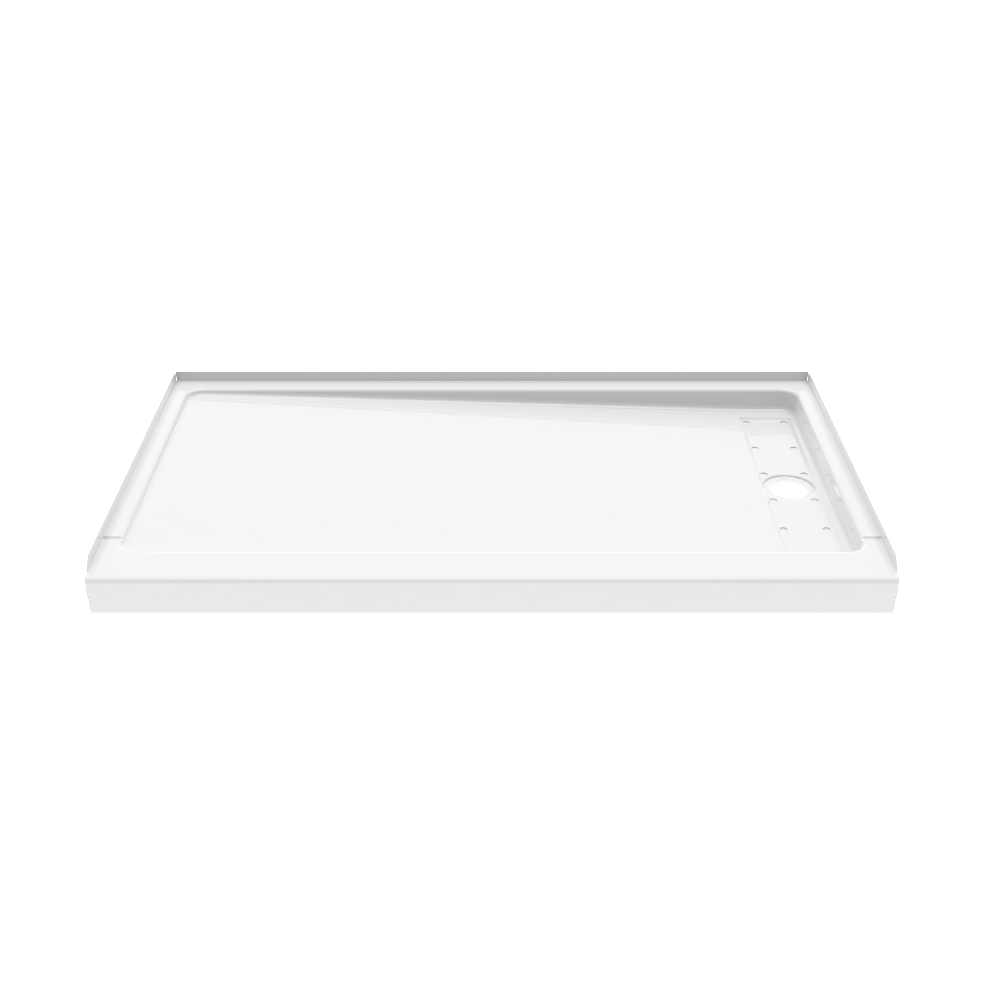 Americast 60 x 36 x 3  Alcove Shower Base - Chrome Trench Drain 4 1/2" in. from Wet Wall