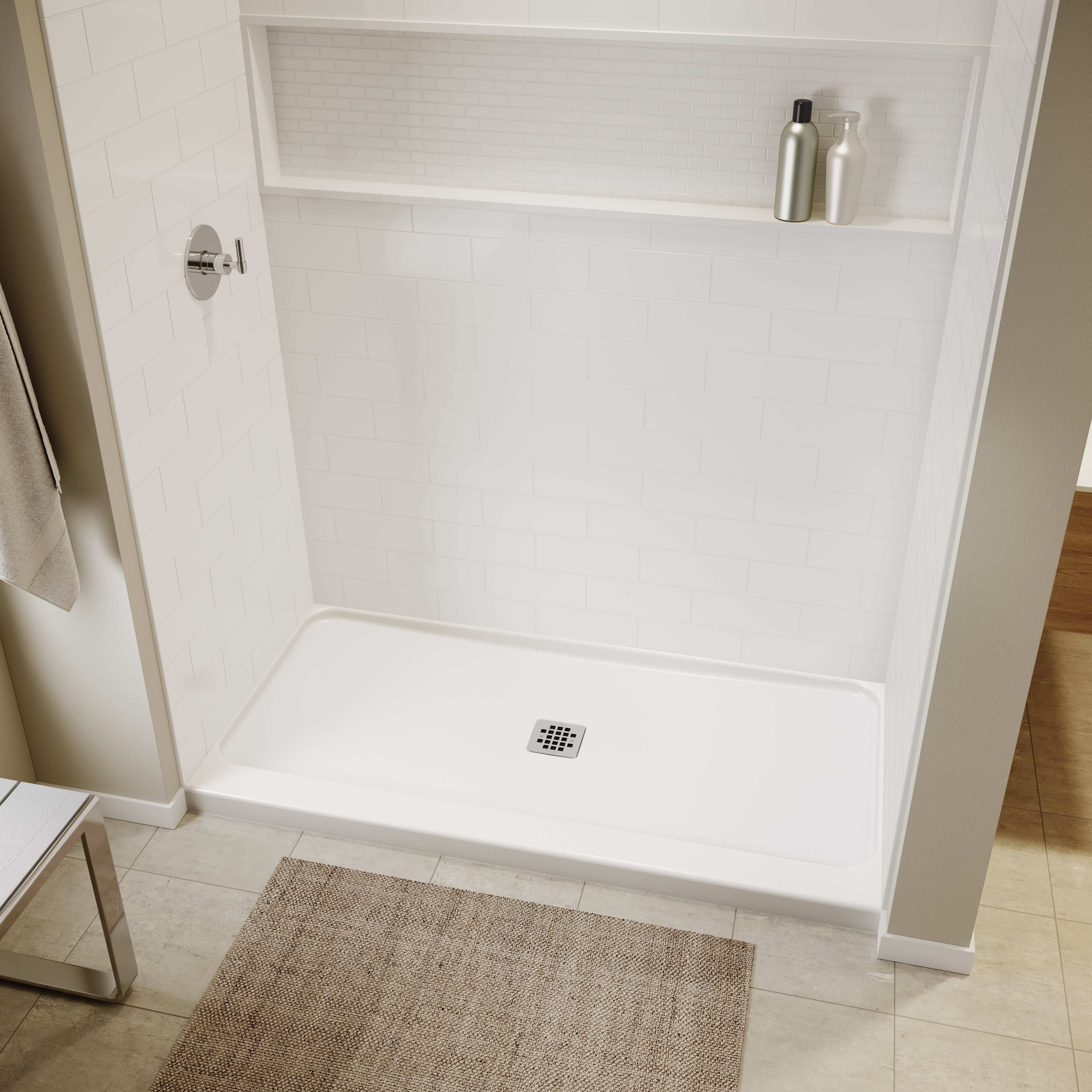 Americast 60 x 36 x 3  Alcove Shower Base - Square Drain