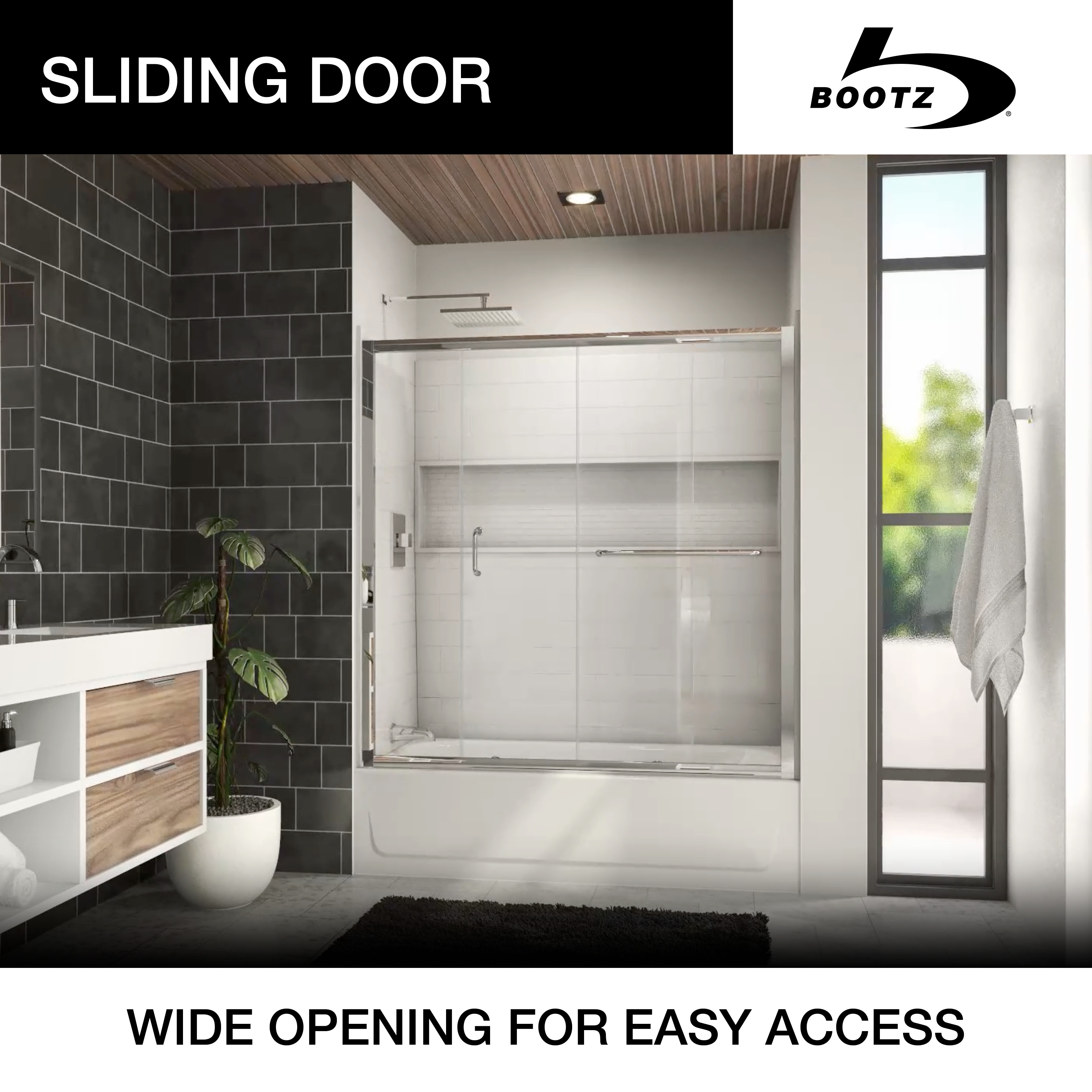 Mahalo 56 - 60 inch W x 58 inch H Semi-Frameless Sliding Tub Door
