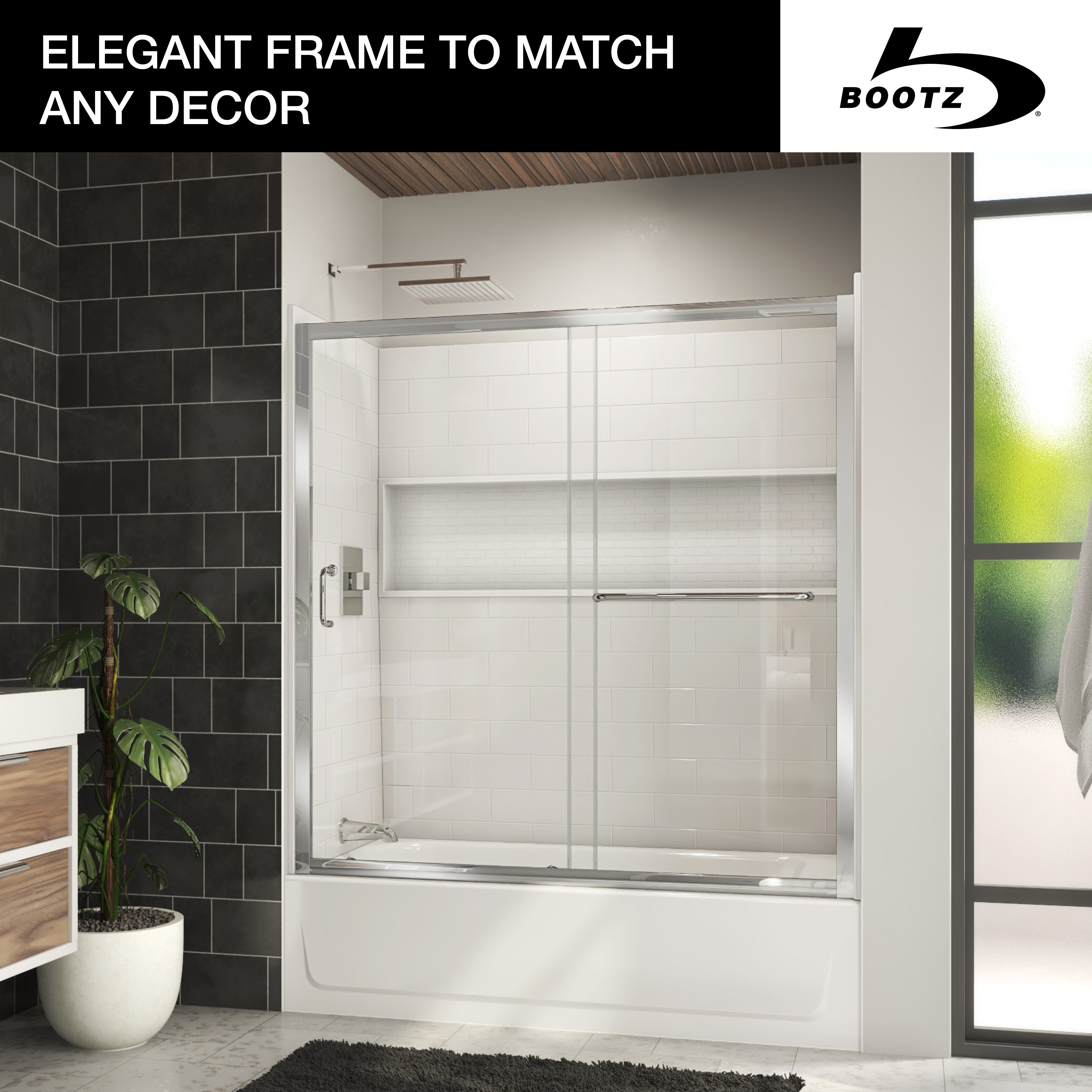 Mahalo 56 - 60 inch W x 58 inch H Semi-Frameless Sliding Tub Door