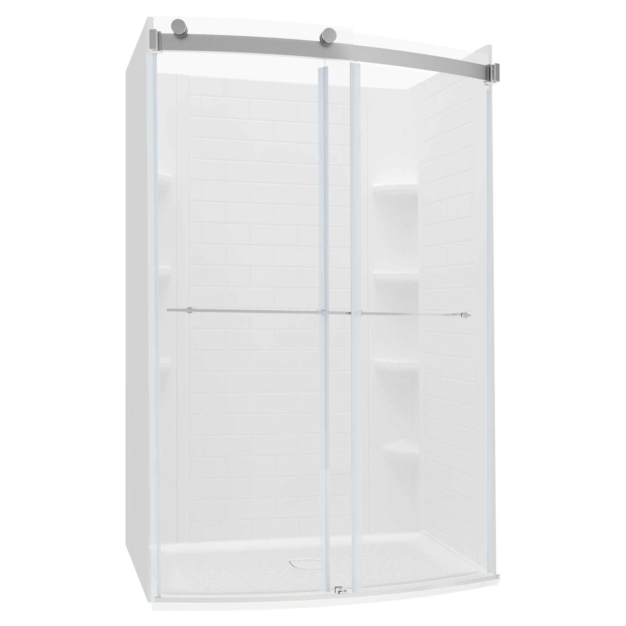 Elevate 48x30-inch Curved Shower Base with Center Drain Outlet