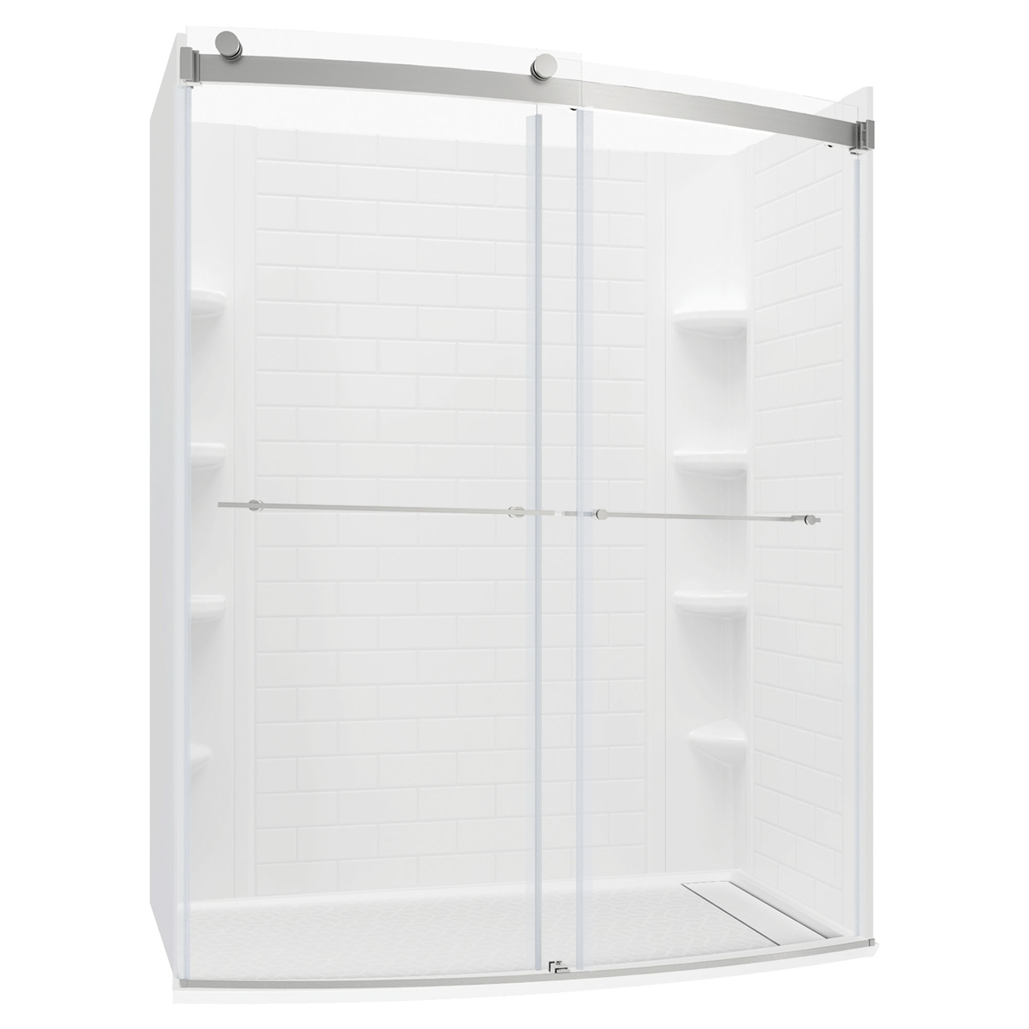 Elevate Frameless 60x72-inch Top-Roller Curved Sliding Shower Door