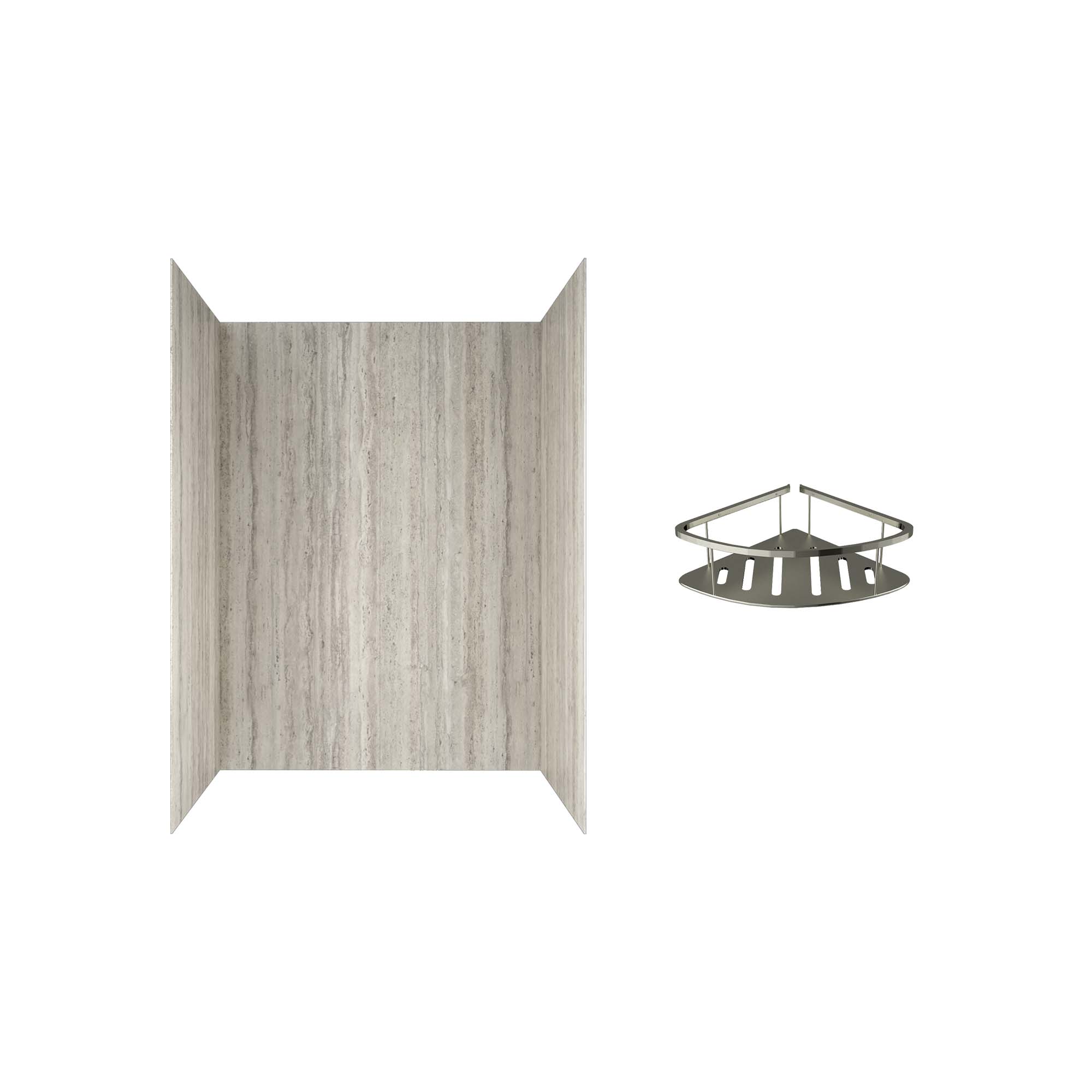 Passage Corner Shower Shelf 9 x 9 x 3.5 in Brushed Metal finish