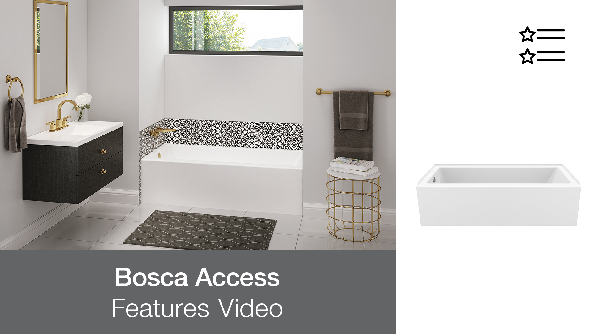 Bosca Access 6030 AFR Acrylic Alcove Left-Hand Drain Bathtub
