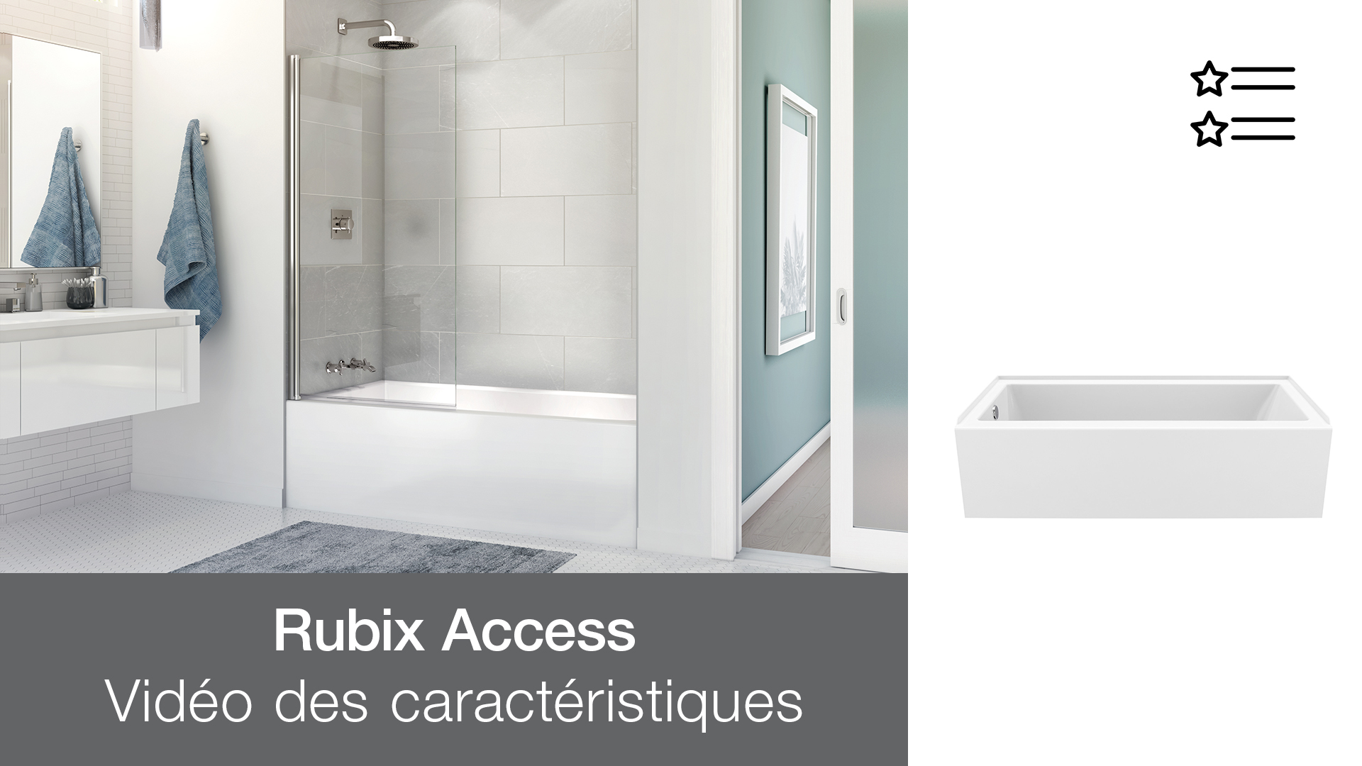 Baignoire Alcôve Acrylique Rubix Access – Vidéo des caractéristiques
