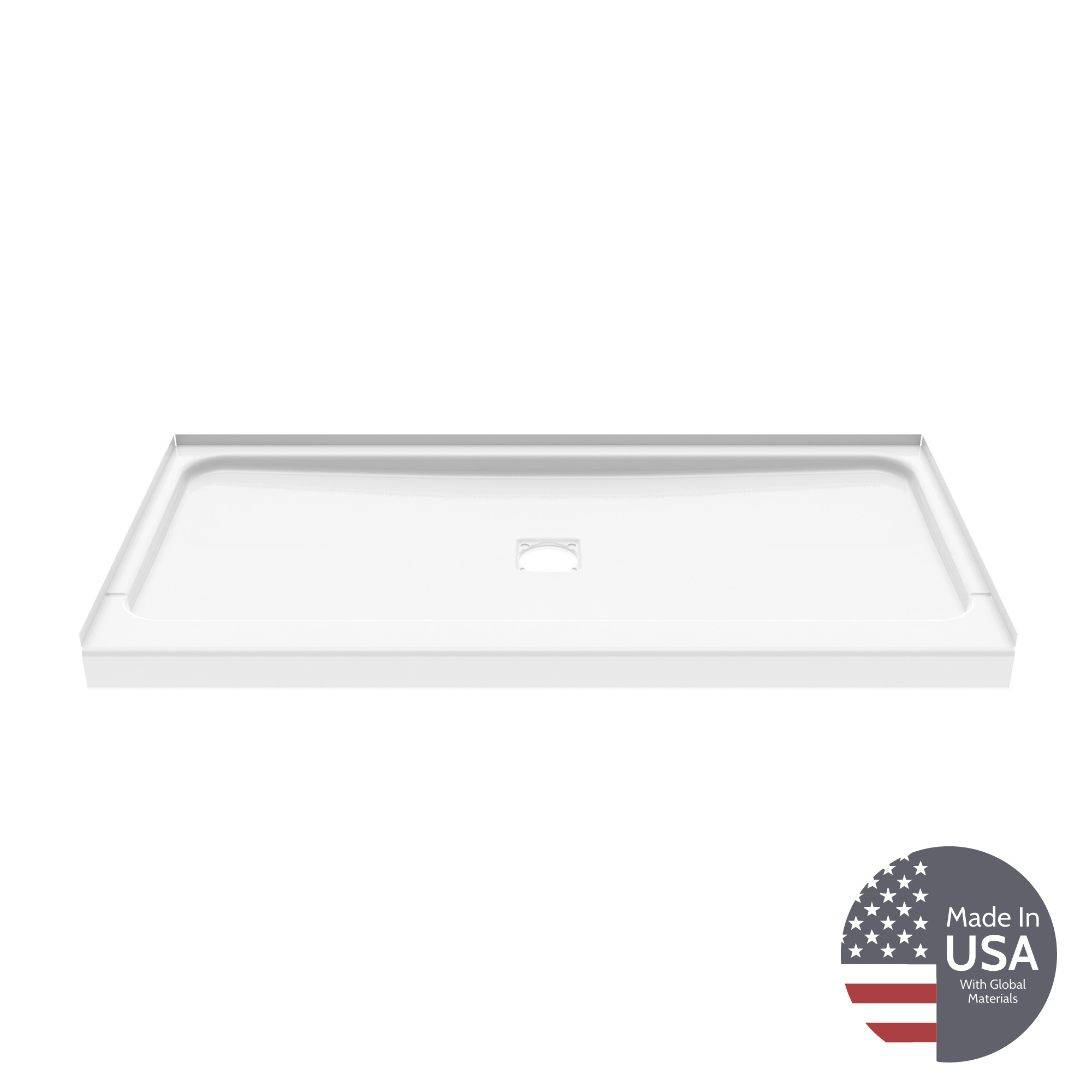 Americast 60 x 36 x 3  Alcove Shower Base - Square Drain