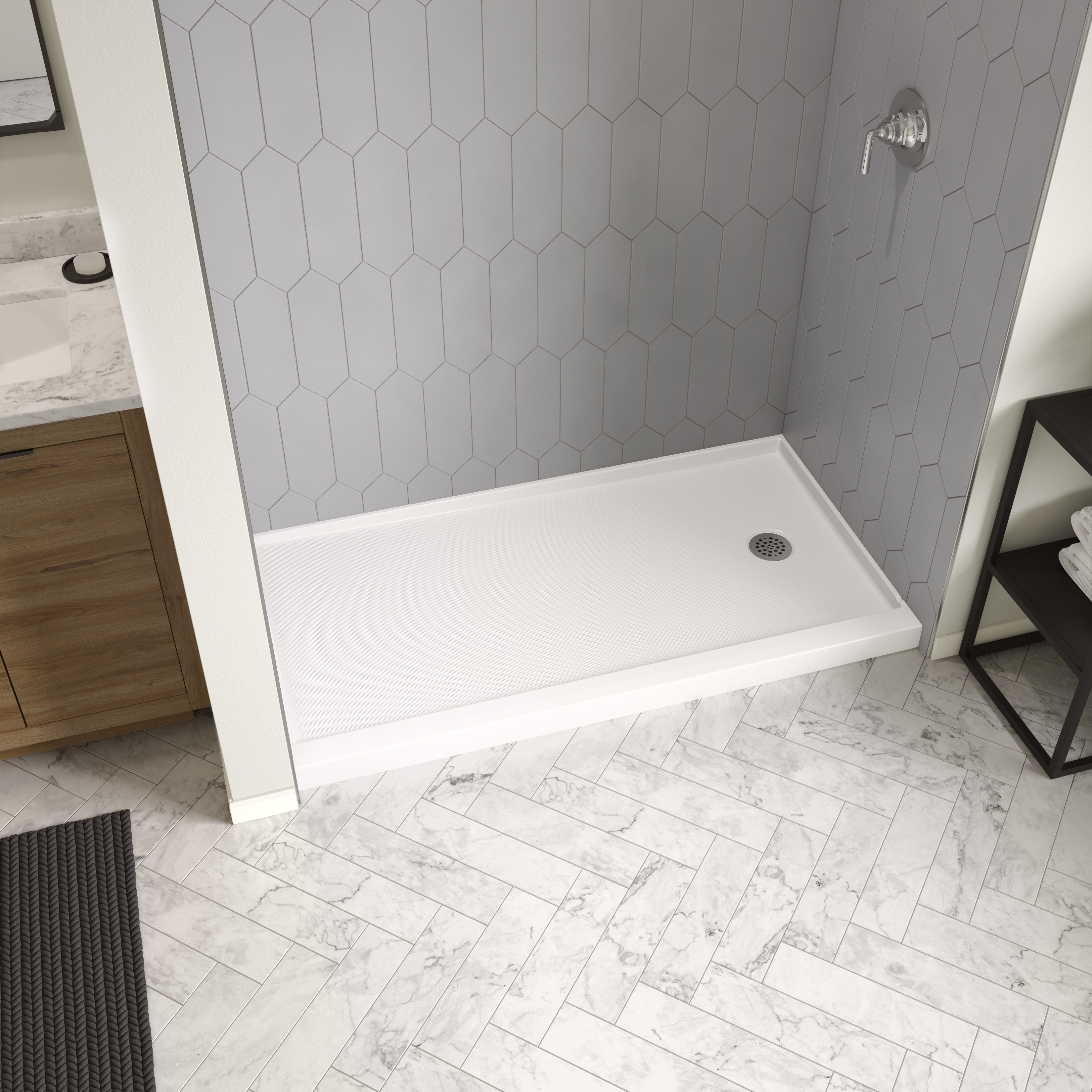 TRGR NOTE　S806M Icon Base 6032 AcrylX™ Alcove Right-Hand Drain Shower Base in
