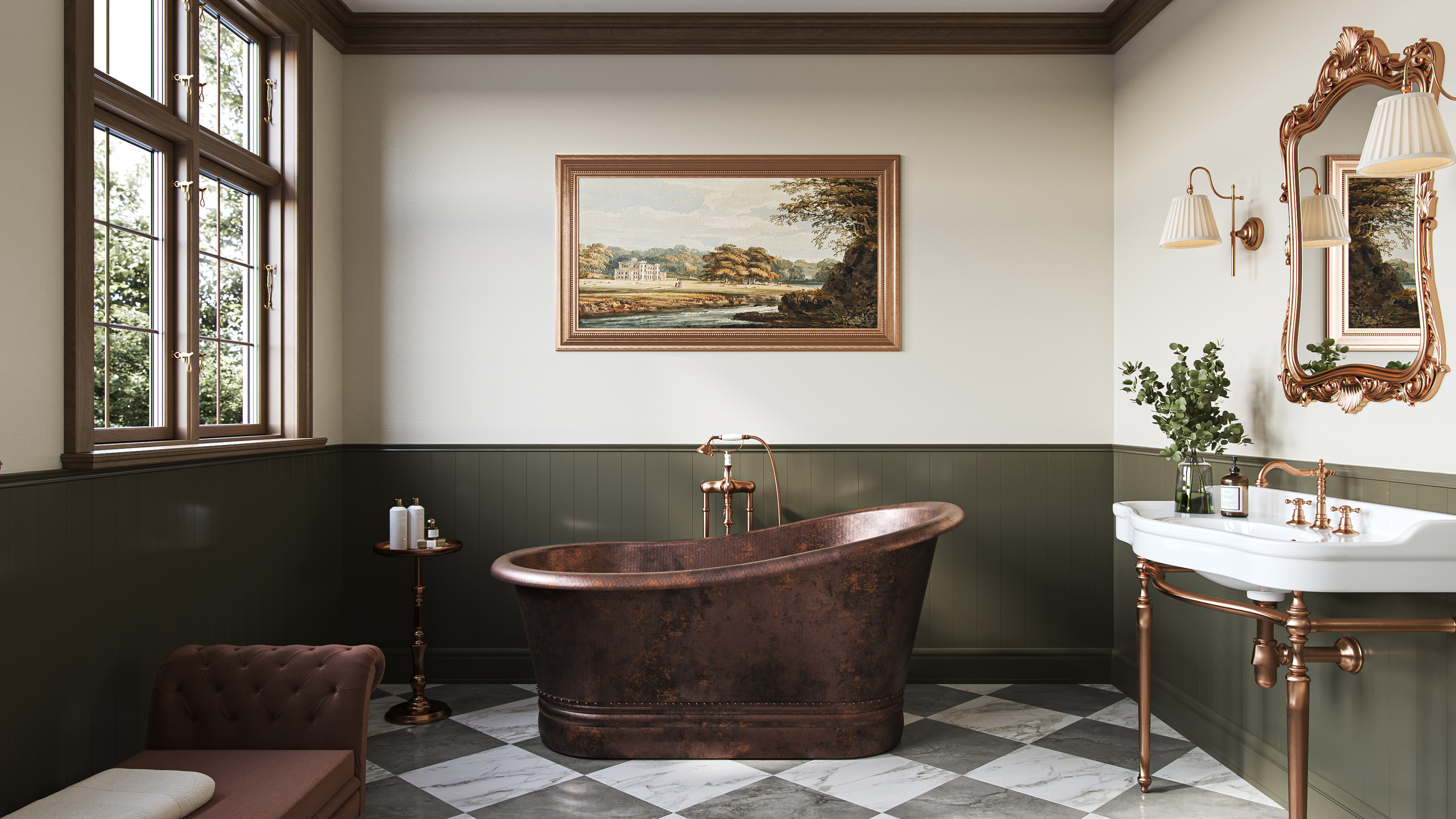 Mellyn Copper Slipper Bathtub