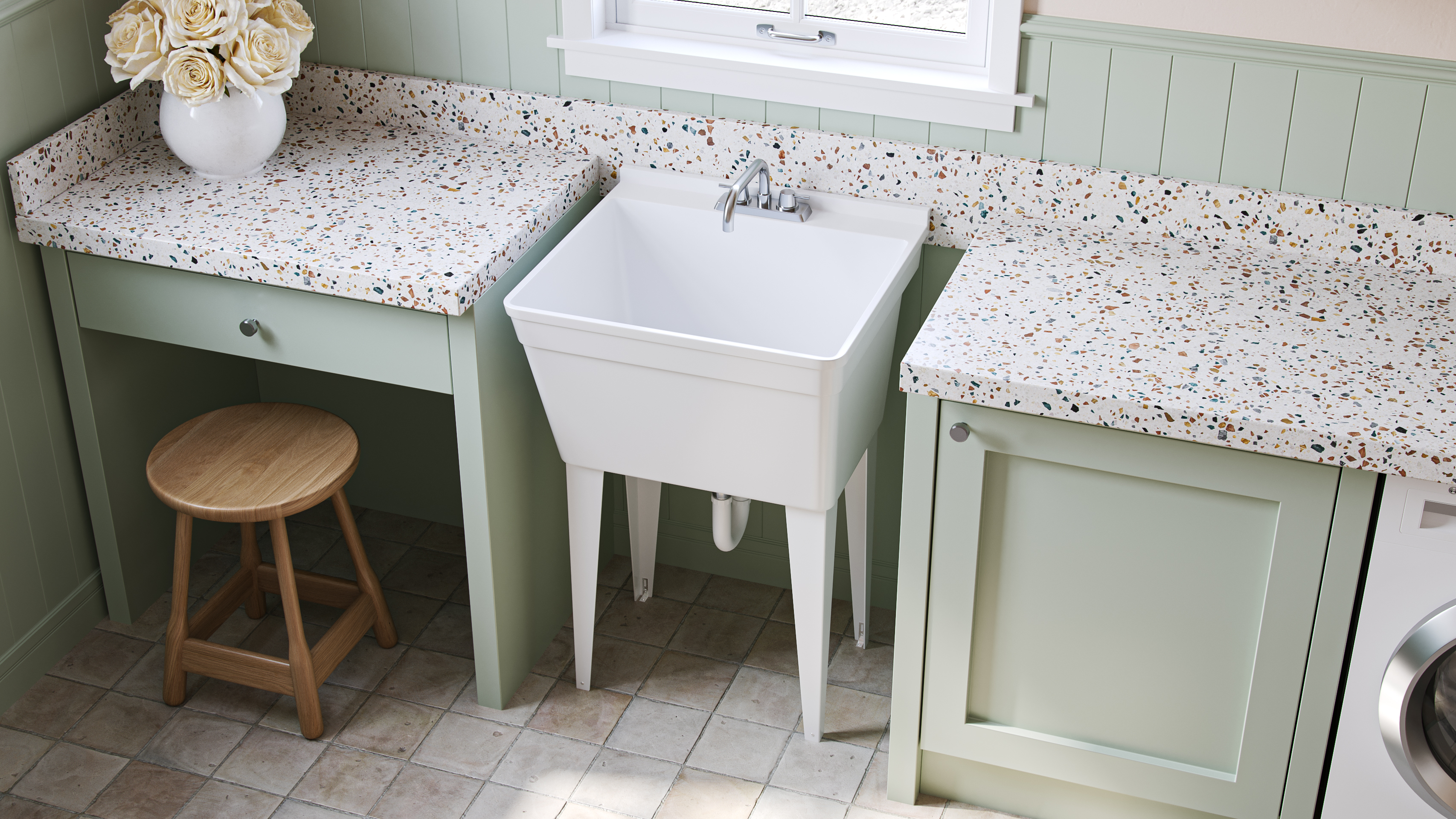 MF-FMS 22 x 23 Veritek Floor Mount Single Bowl Laundry Tub in