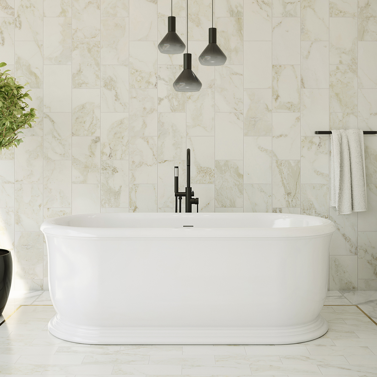 Slyph 71-Inch Resin Double Ended Freestanding Bathtub