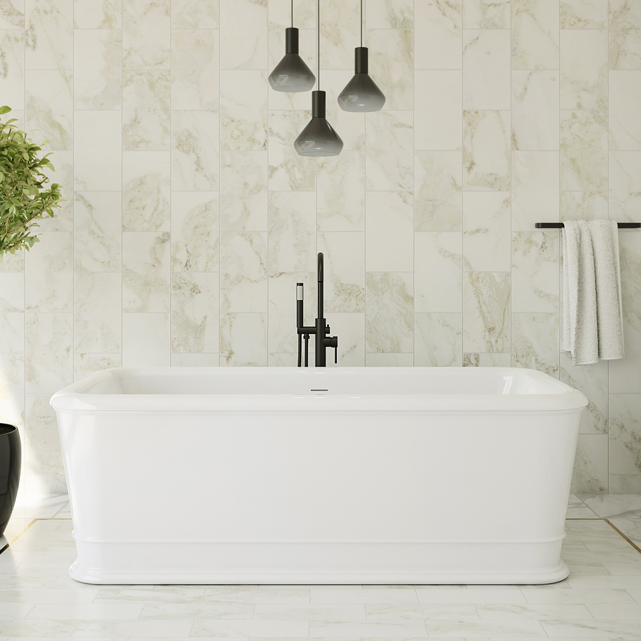 Atticus 71-Inch Resin Double Ended Freestanding Bathtub