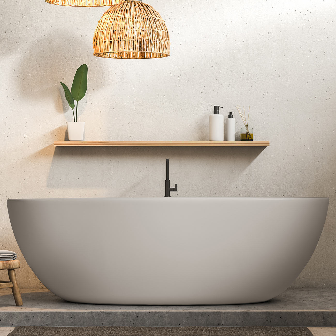Cannes 65 Inch Resin Double Ended Tub