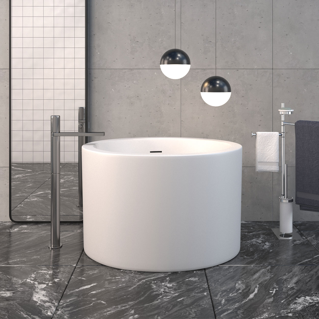 Dexton 41 Inch Acrylic Round Japanese Soaking Tub