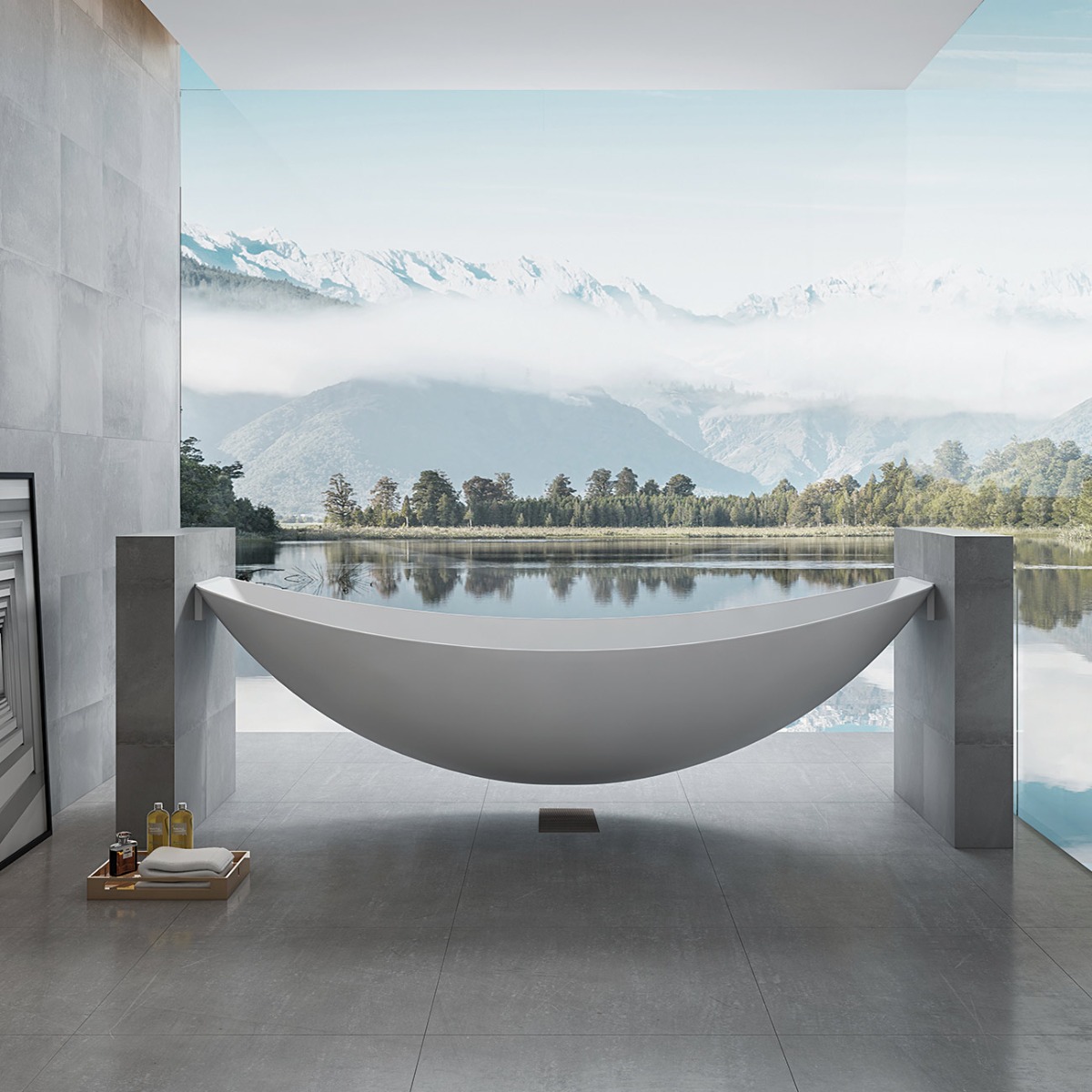 Fabian 79 Inch Acrylic Floating Hammock Tub