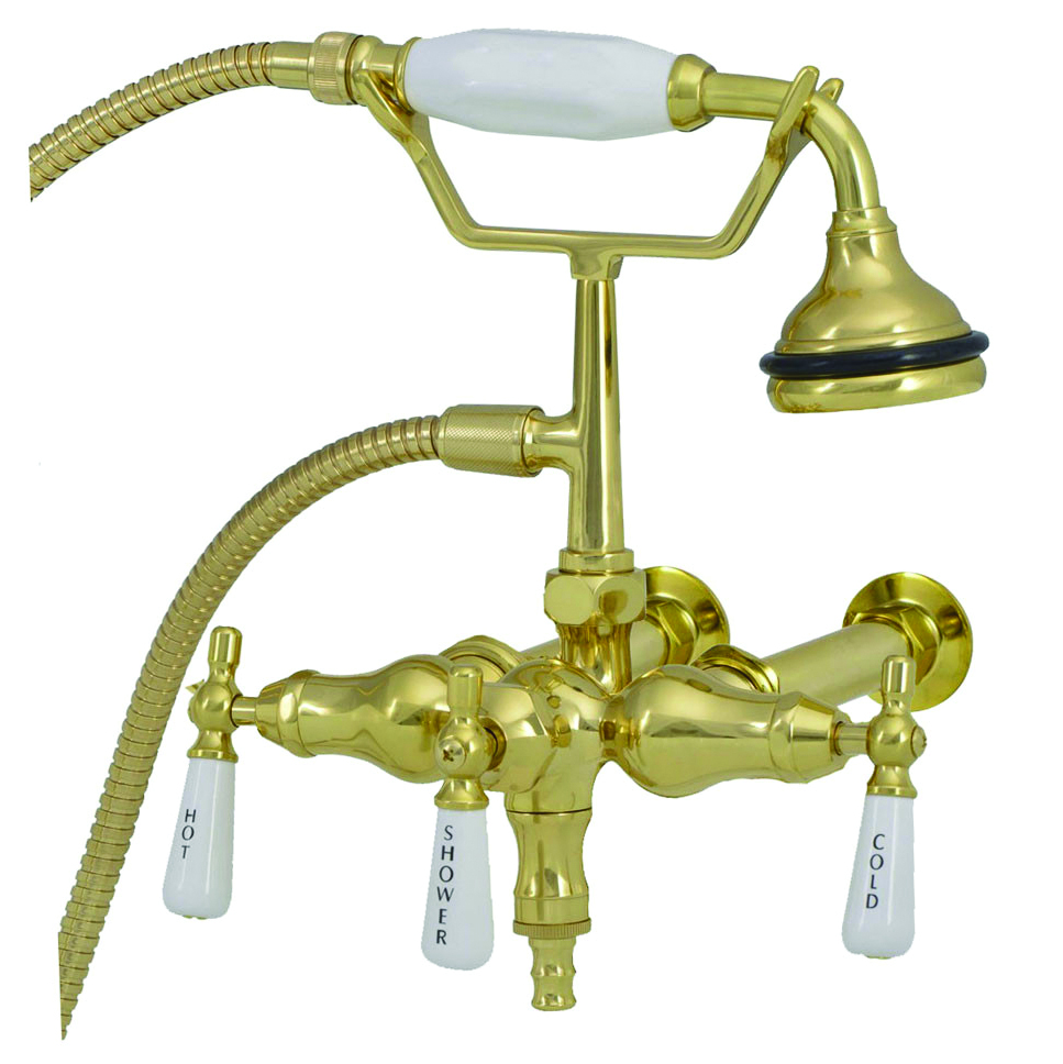 Bathroom Wall Mount Down Spout Clawfoot Tub Faucet with Handshower