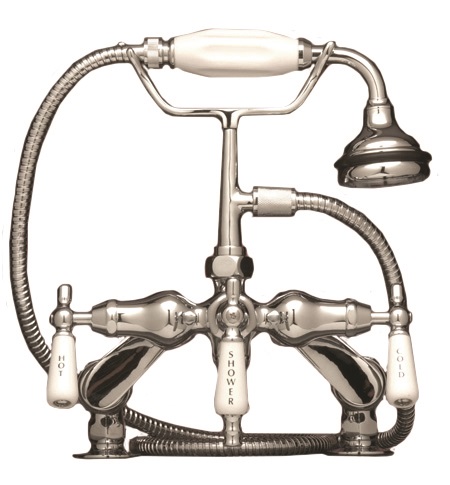 Clawfoot Tub Rim Mount Downspout Faucet with Handshower