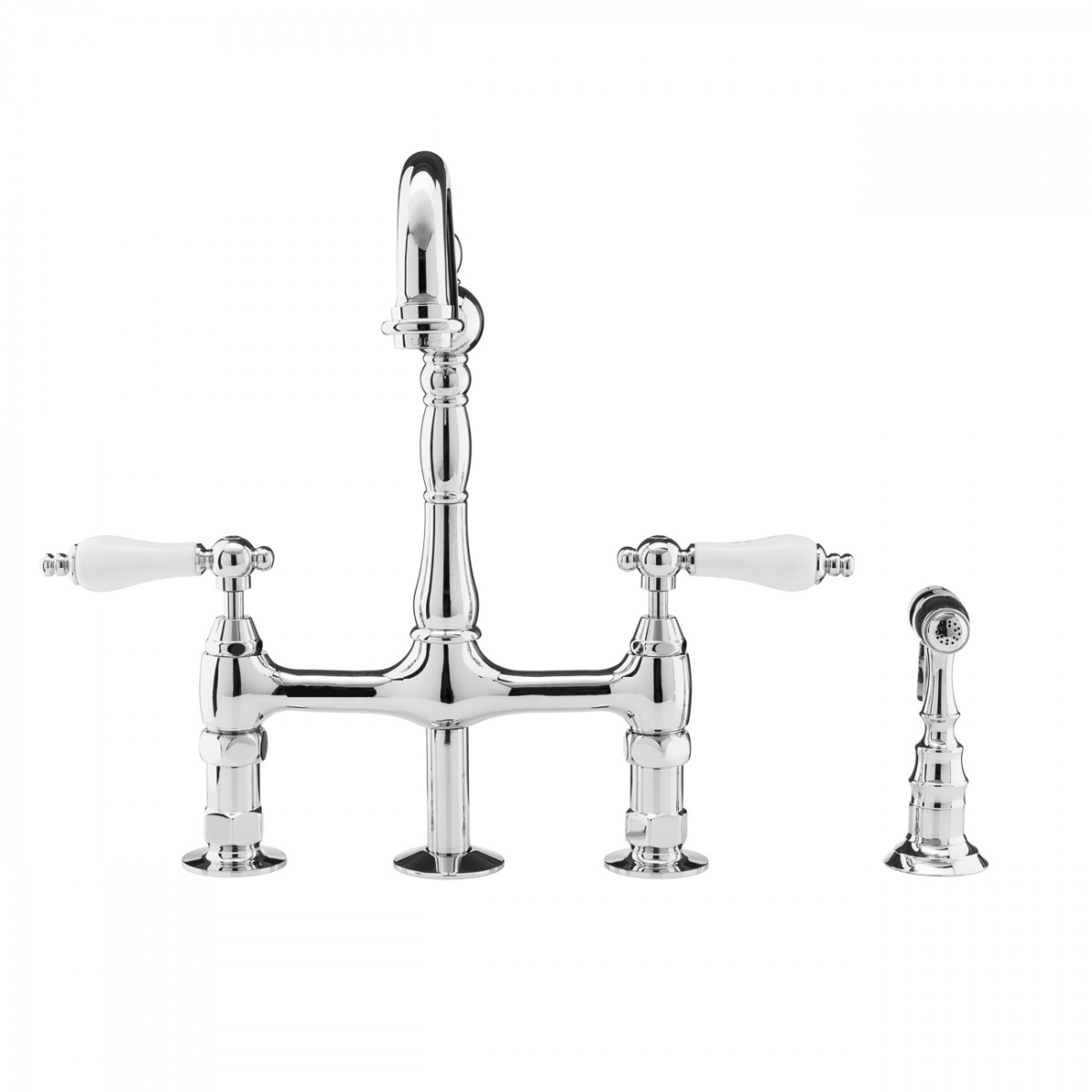 Adriana Bridge Kitchen Faucet - Porcelain Lever Handles