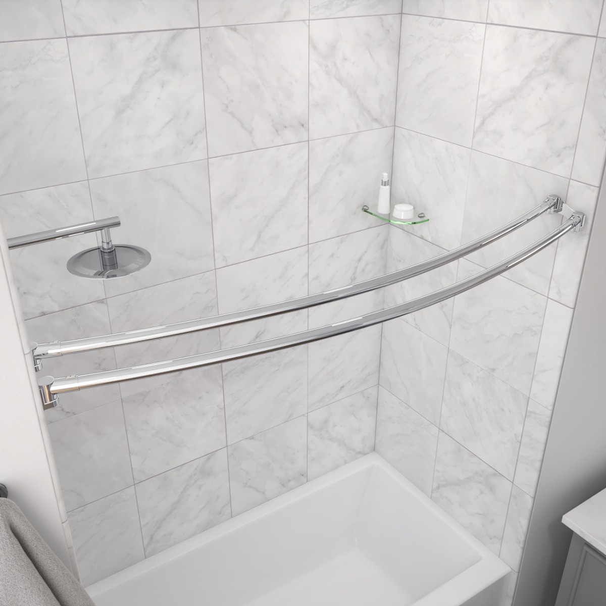 Dual Curved Shower Curtain Rod