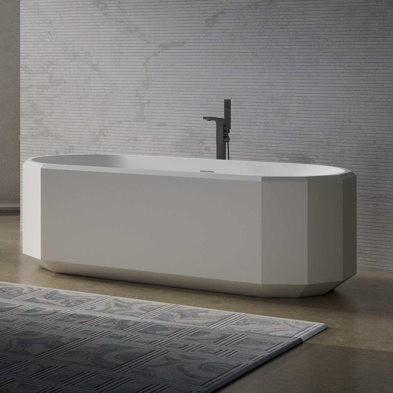 Kali Vertical 67 Inch Solid Surface Freestanding Tub