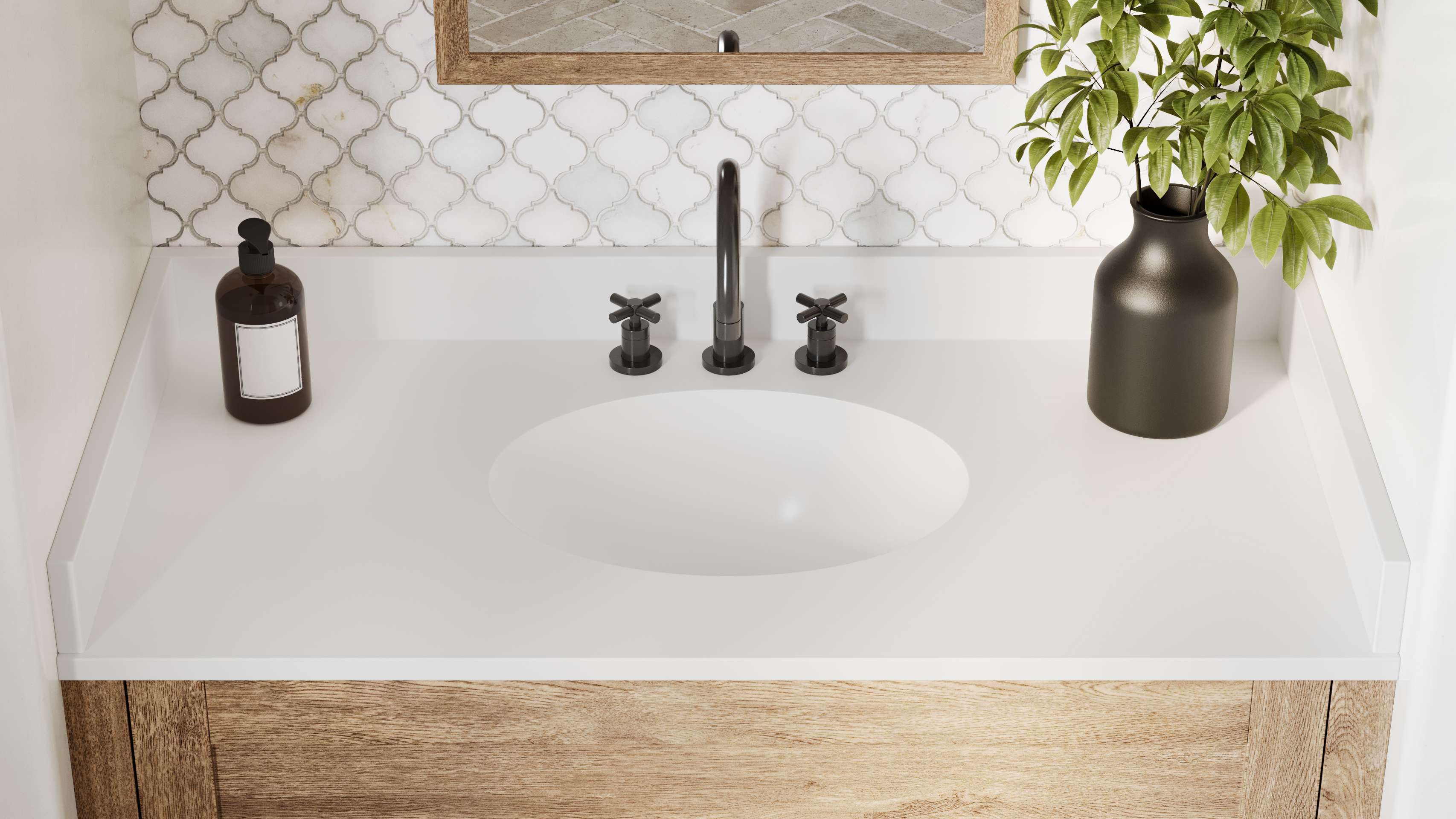 VT1B1937 Ellipse 19 x 37 Single Bowl Vanity Top in White | Vanity