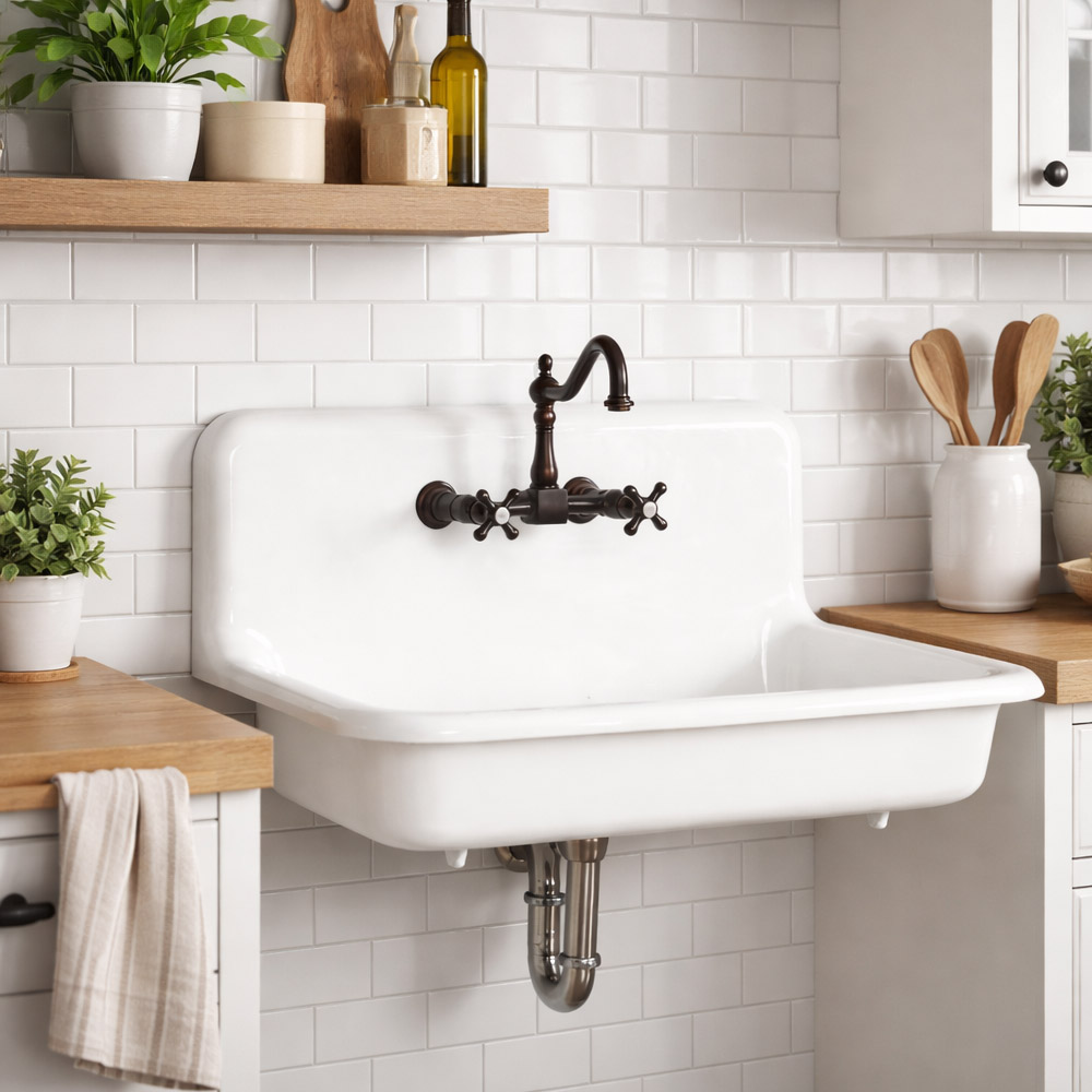 36" Cast Iron High Back Sink