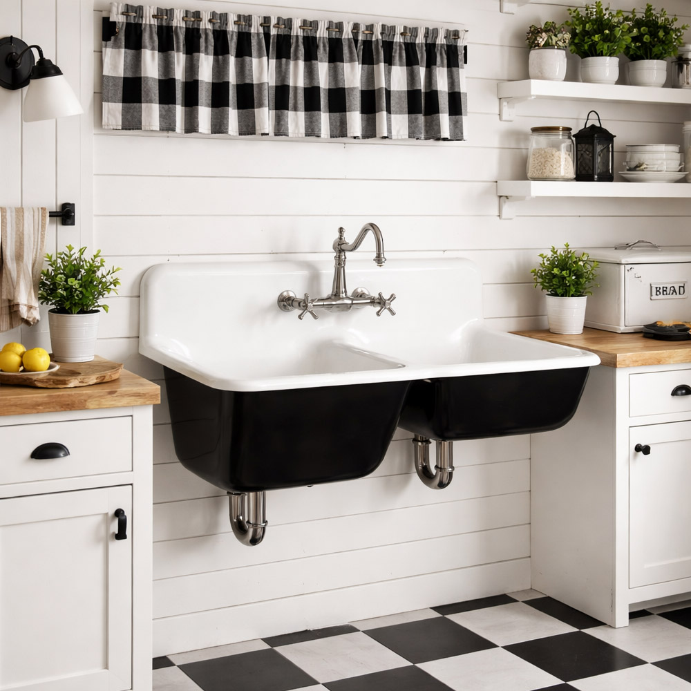47 Inch High Back Cast Iron Sink