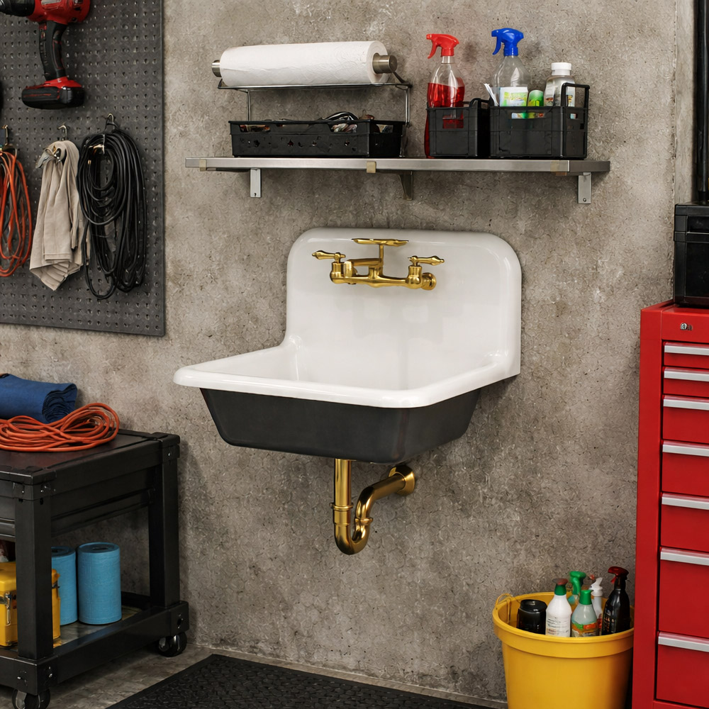 24" Cast Iron High Back Sink