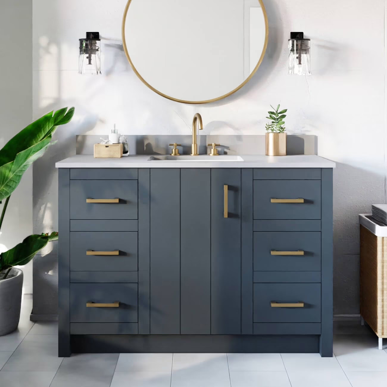 Wexler 48 Inch Solid Oak Bathroom Vanity