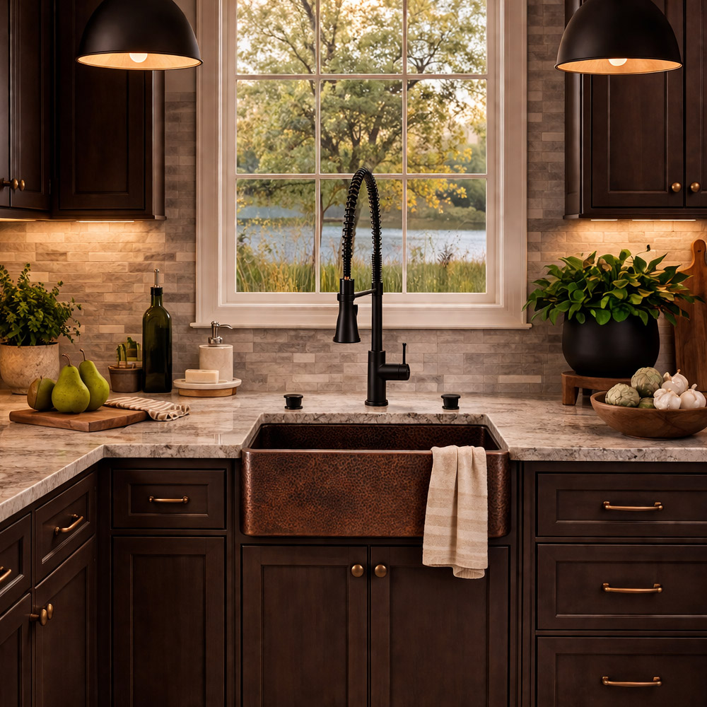 27 Inch Single Bowl Copper Farmhouse Sink