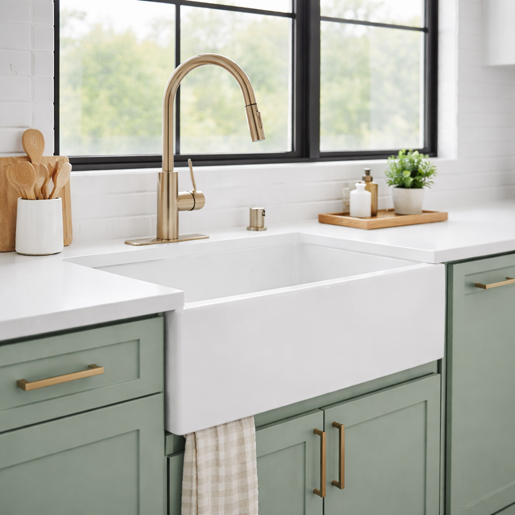 33 Inch Fireclay Farmhouse Sink - White