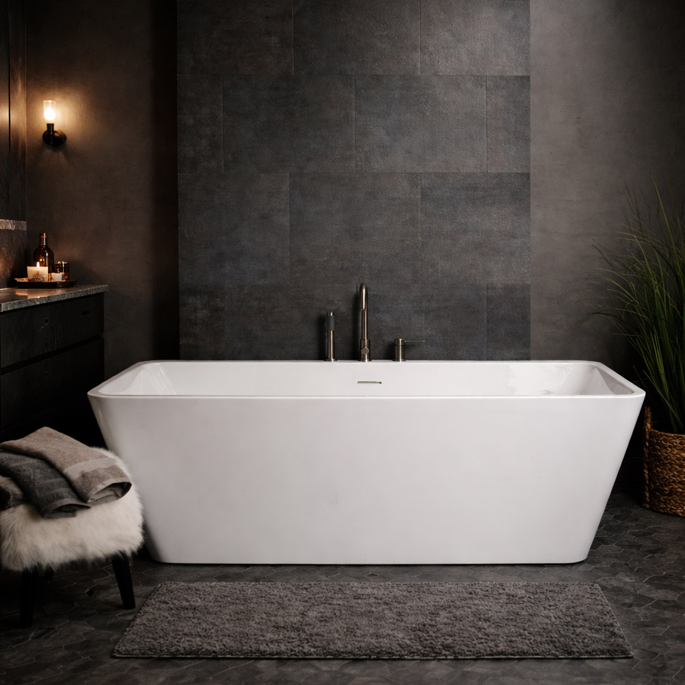 Tiberius Acrylic Double Ended Freestanding Bathtub and Faucet Package