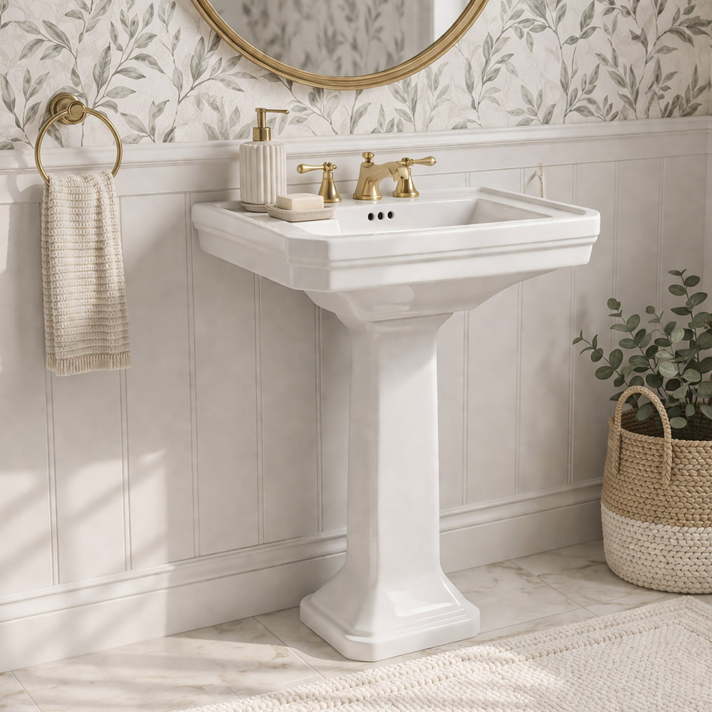 26 Inch Porcelain Pedestal Bathroom Sink