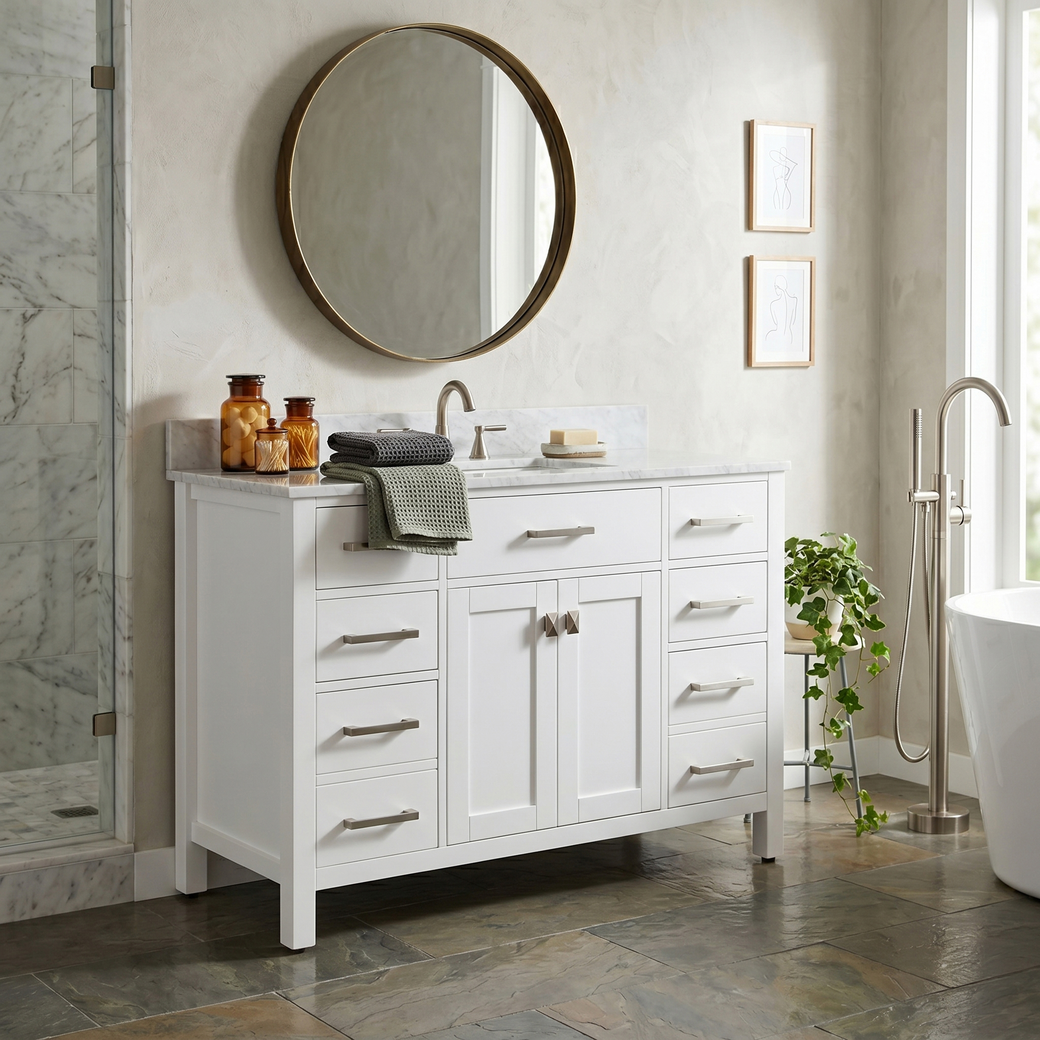Neeson 48 Inch Oak and Birch Vanity