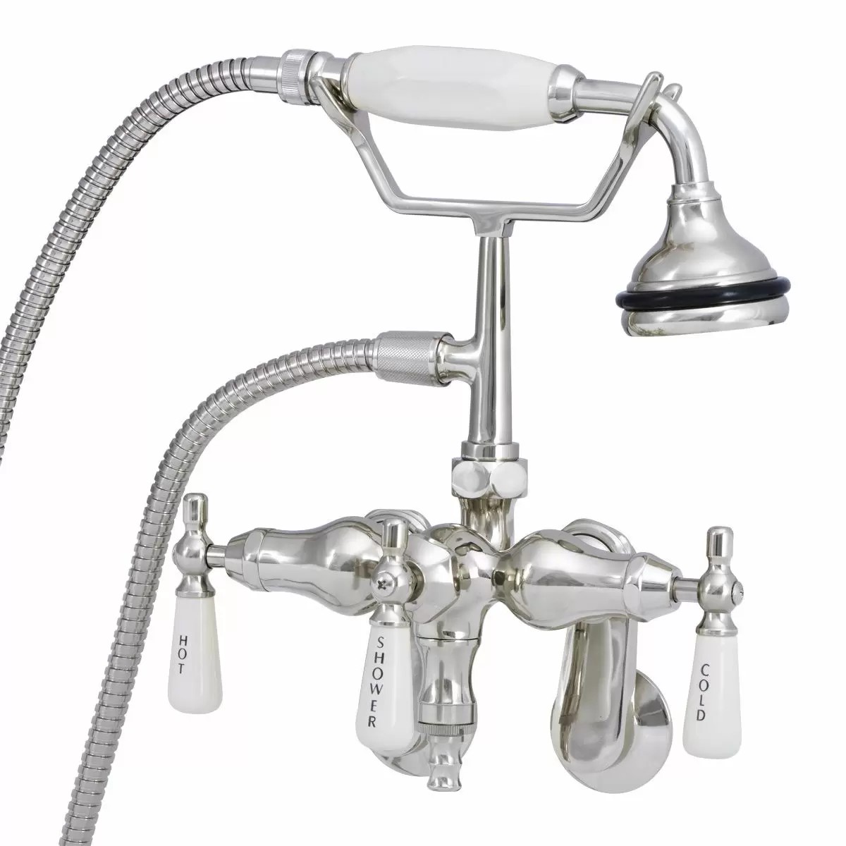 Tub Wall Mount English Telephone Faucet - Down Spout