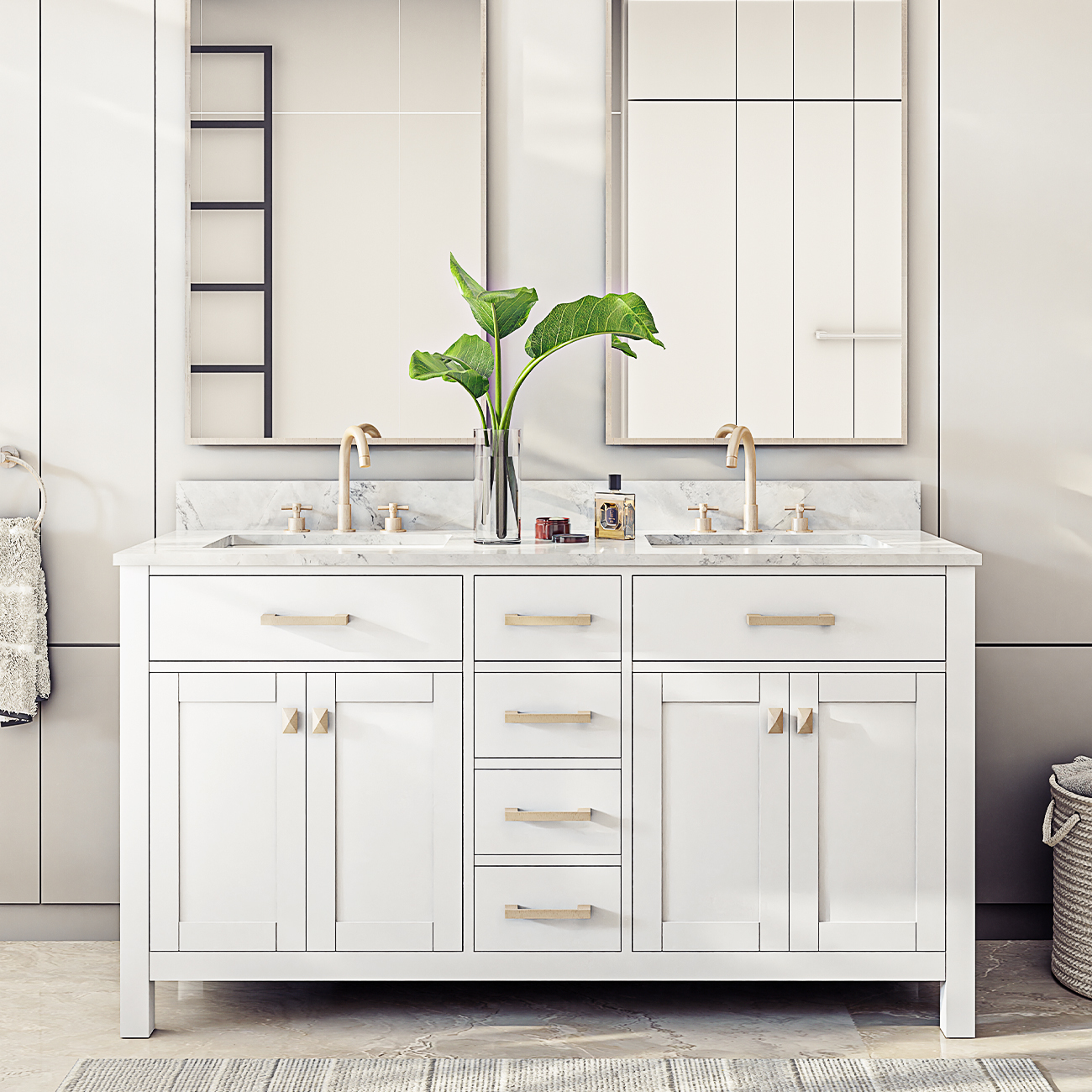 Neeson 60 Inch Oak and Birch Console Vanity
