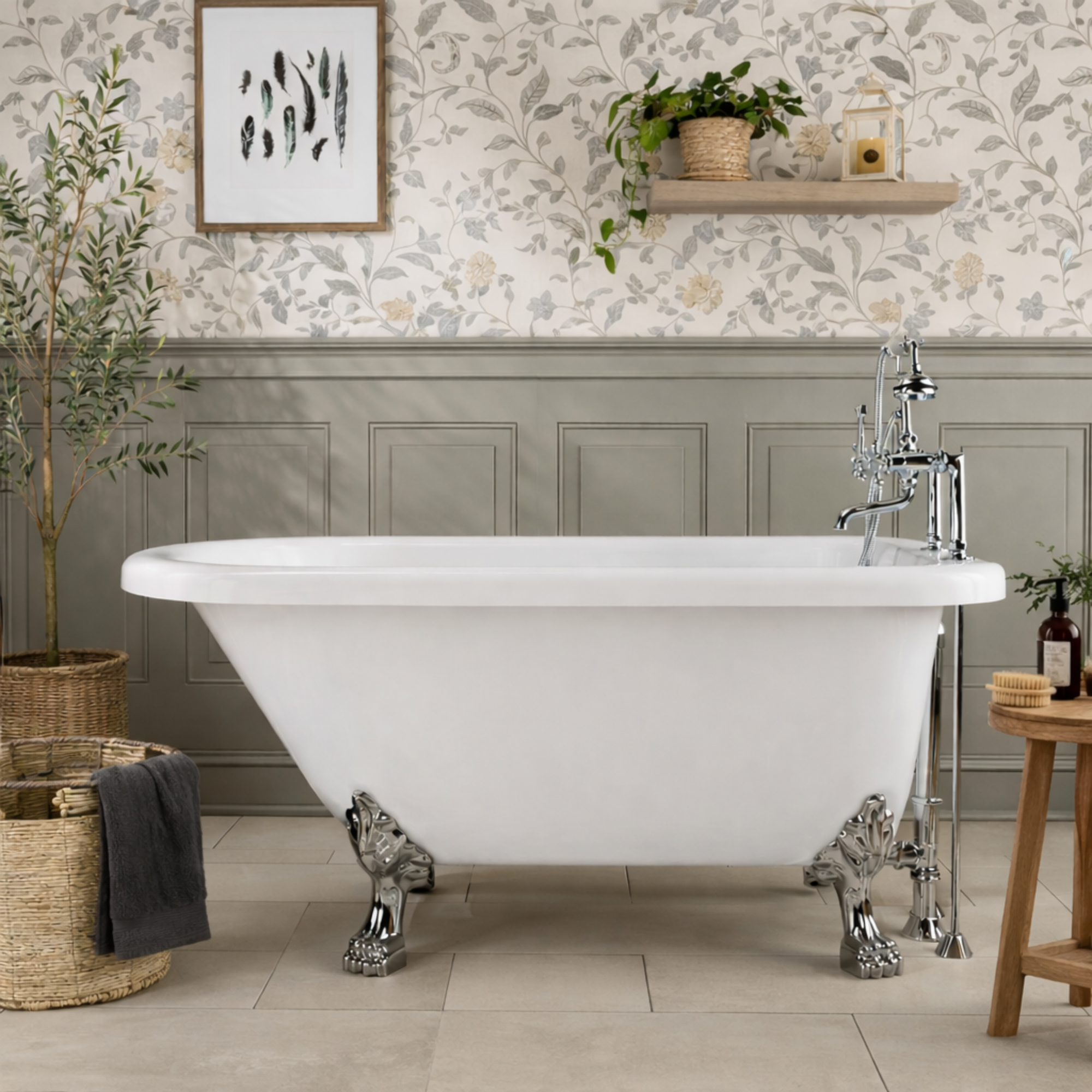 Adair Acrylic Clawfoot Classic Tub - Lion Paw Feet