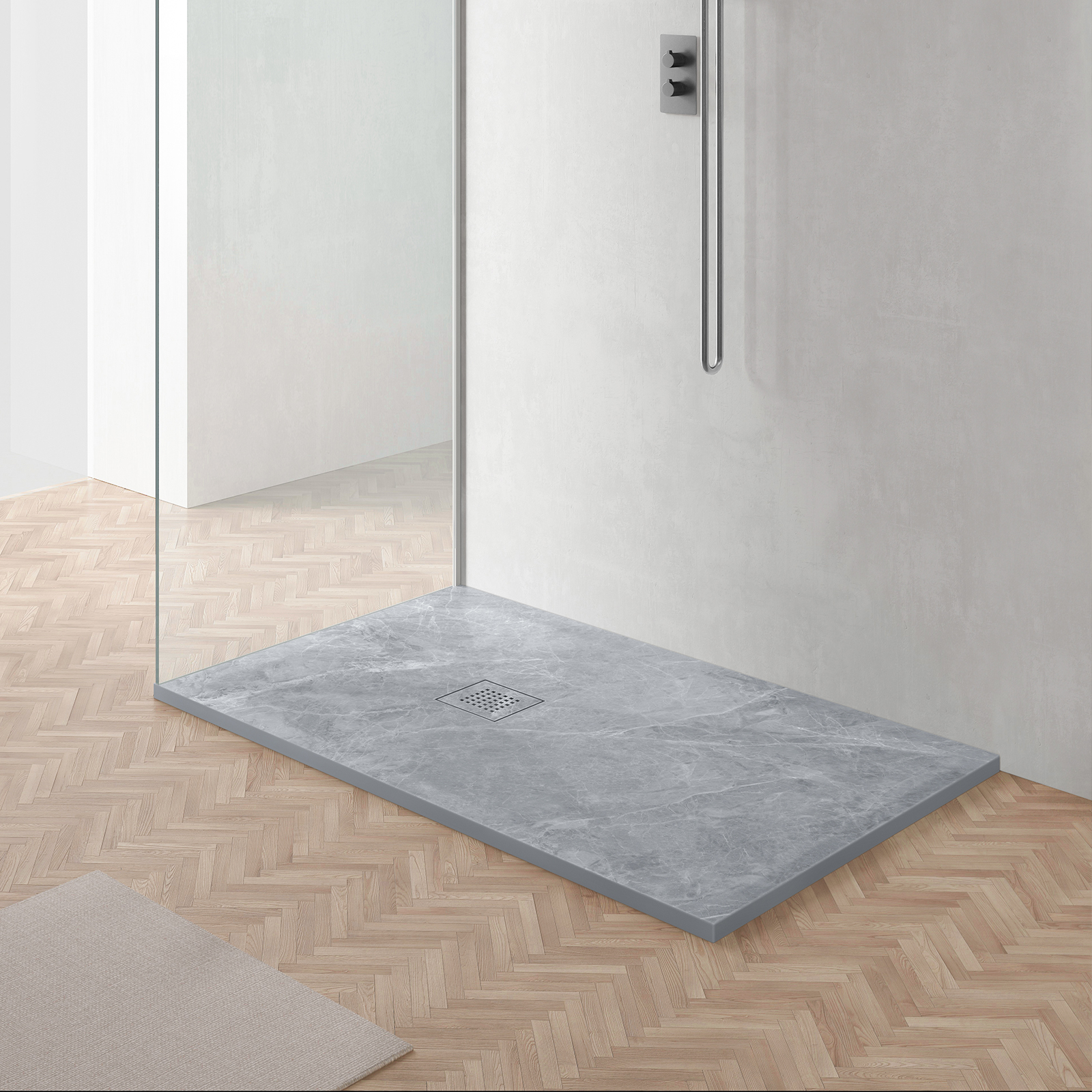 Grey Marble Stone Shower Pan