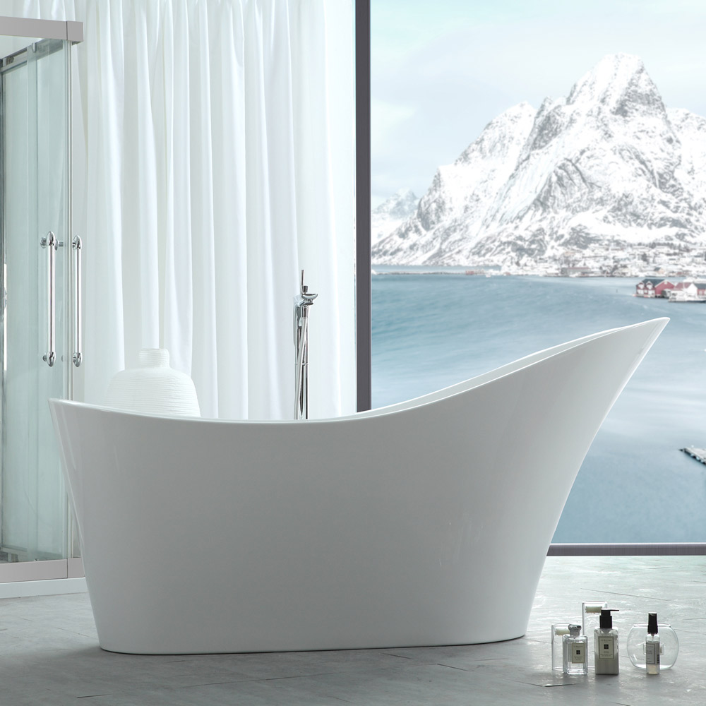Conner 67 Inch Acrylic Contemporary Slipper Tub - No Faucet Drillings