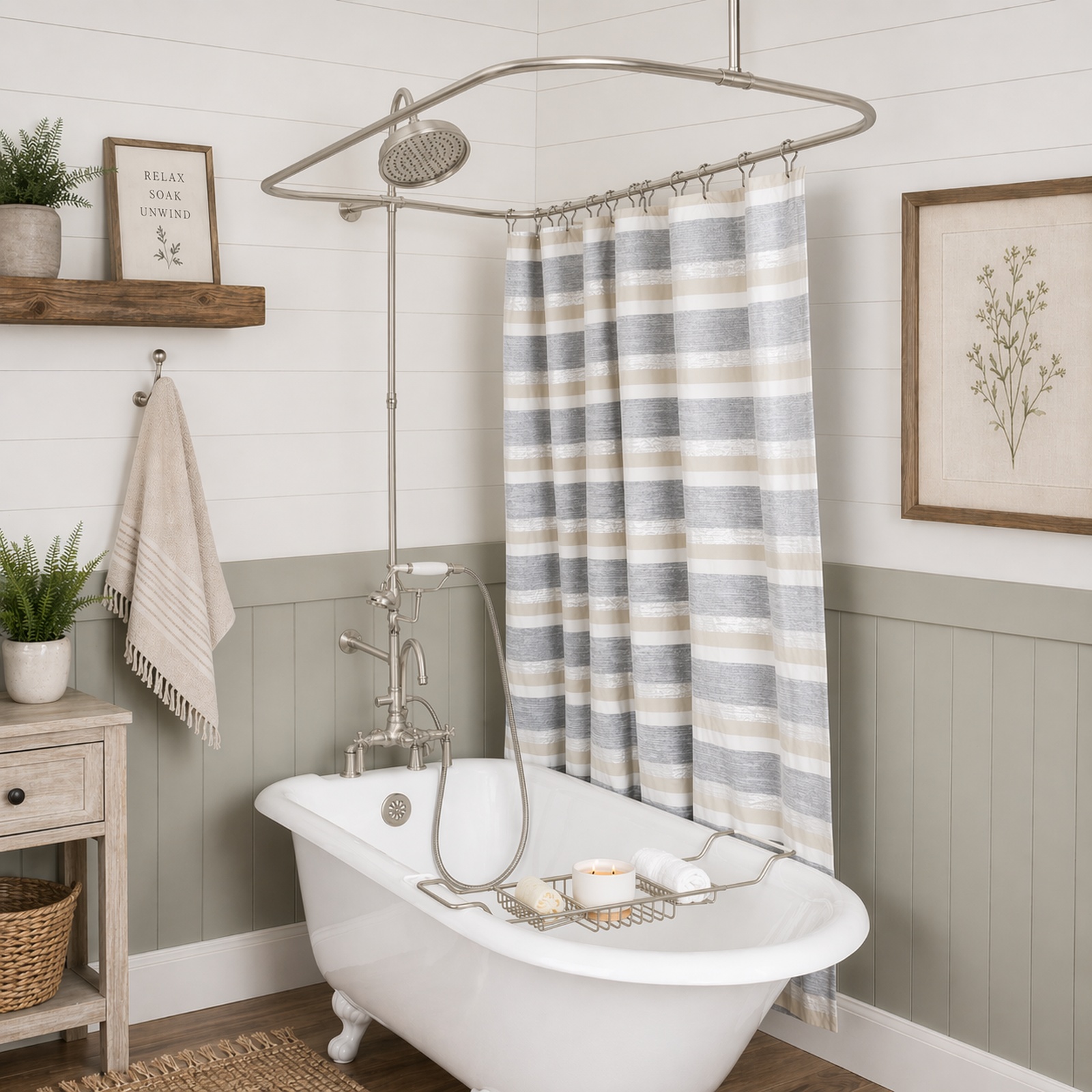 Deck Mount Shower Kit with Gooseneck Faucet