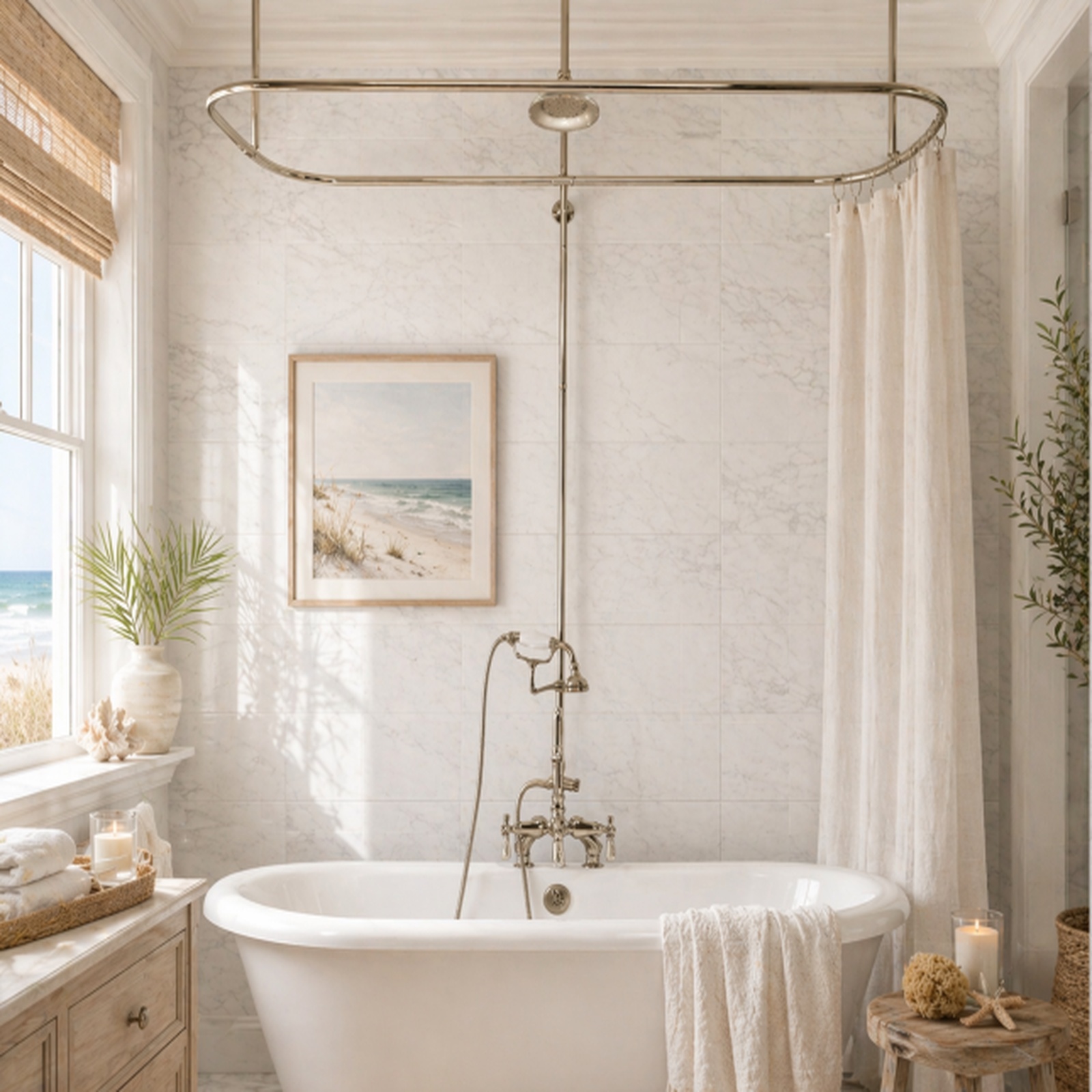 Side Deck Mount Shower Kit with Gooseneck Faucet