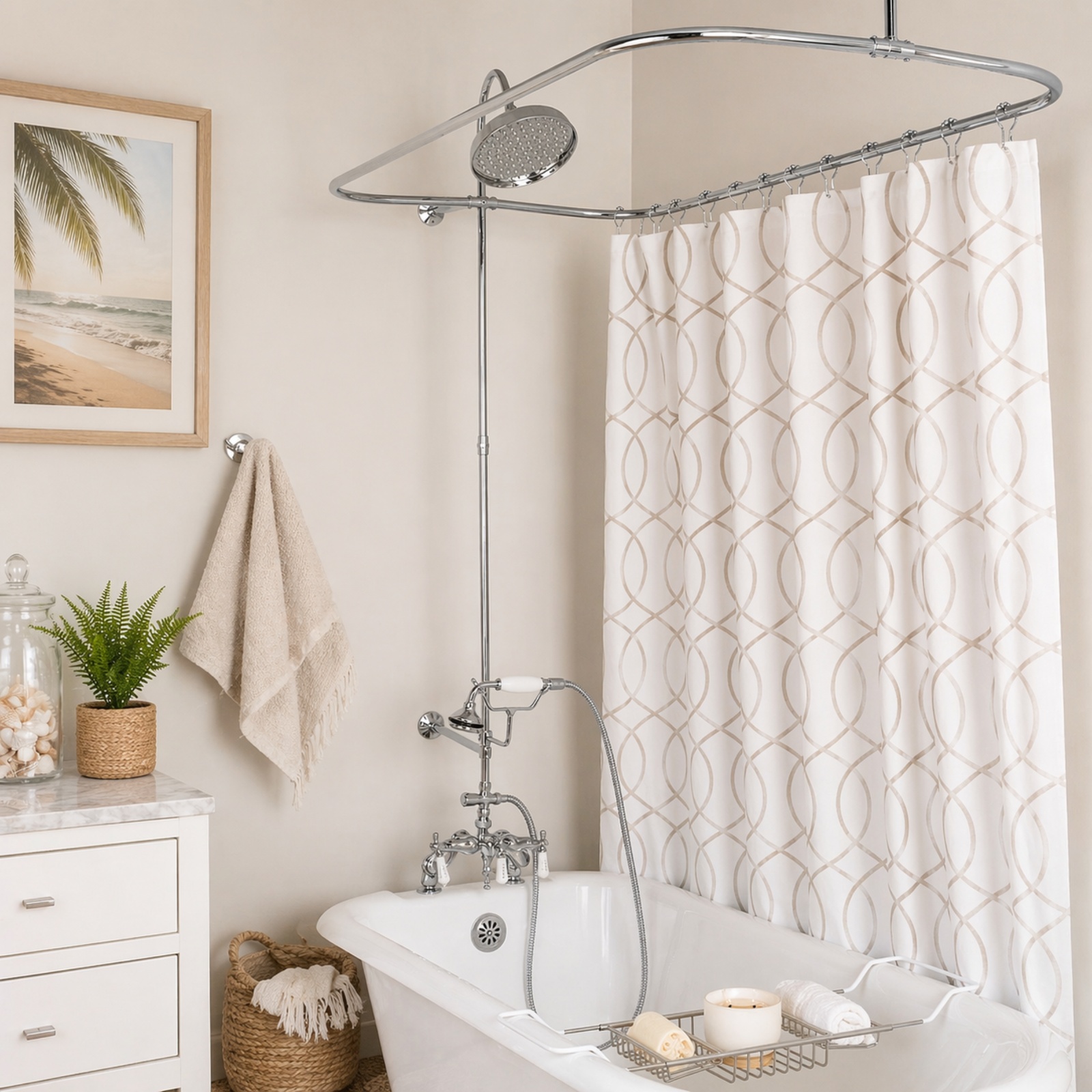 Deck Mount Shower Kit with Down Spout Faucet