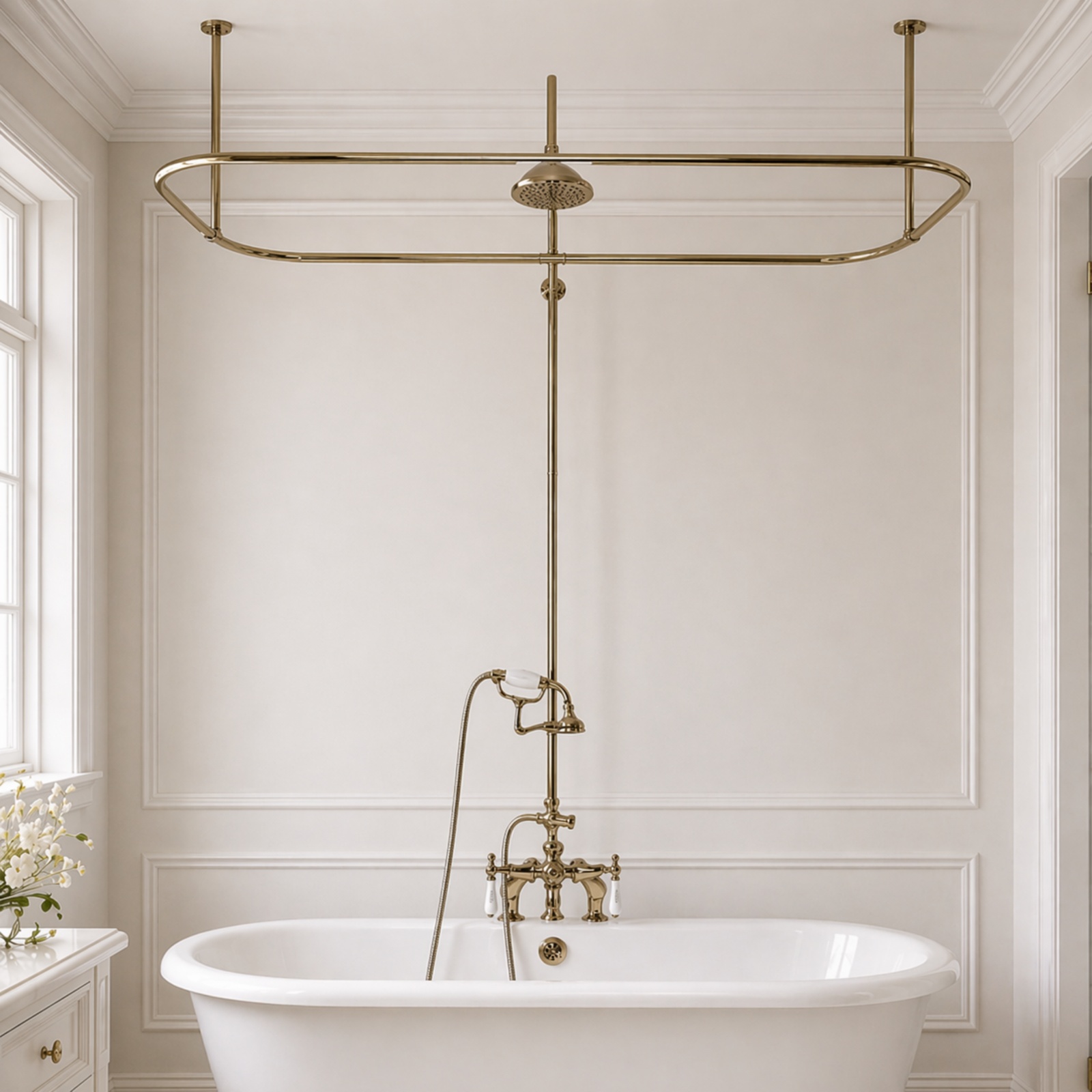 Side Deck Mount Shower Kit with Down Spout Faucet