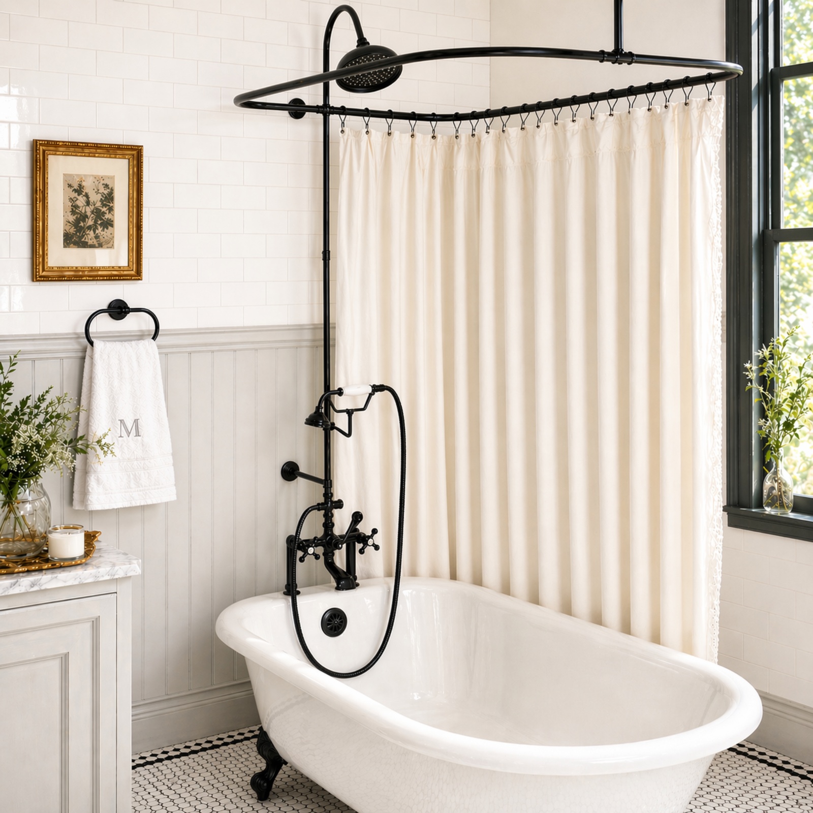 Deck Mount Shower Kit with Classic Spout Faucet