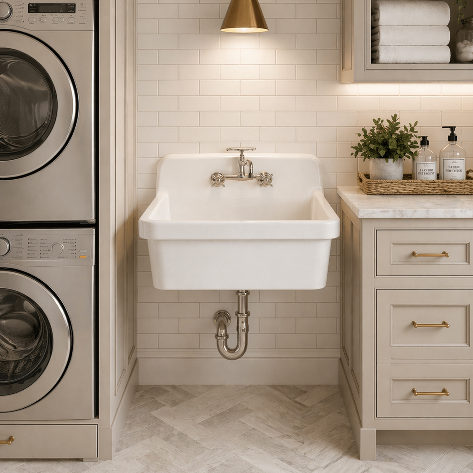 30 Inch Porcelain Wall Mount Utility Sink - White - 8 Inch Faucet Holes