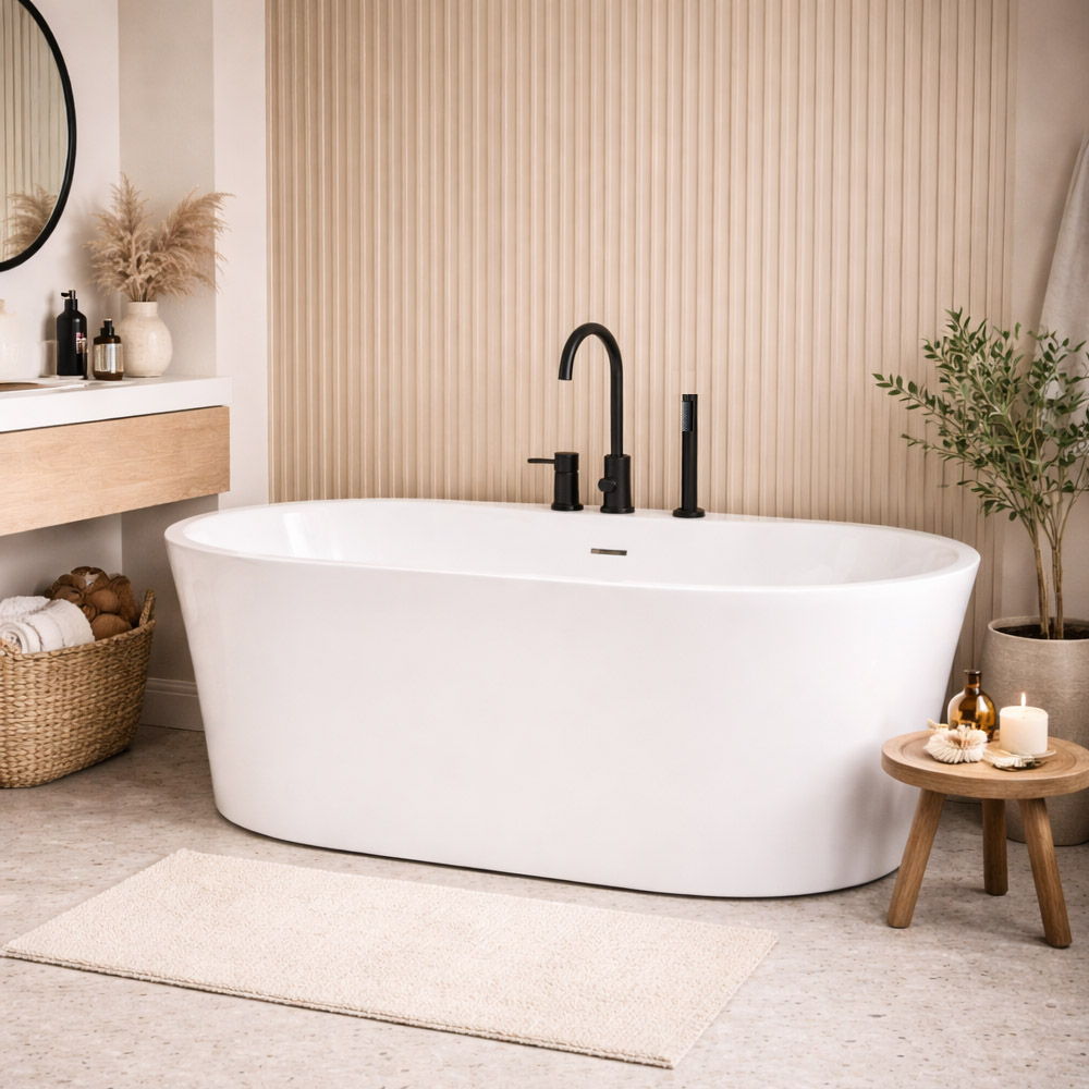 Dustin Acrylic Double Ended Freestanding Tub and Faucet Package