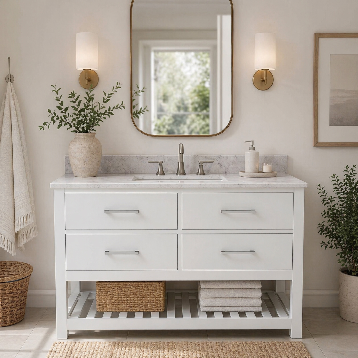 Holden 48 Inch Birch and Oak Console Vanity