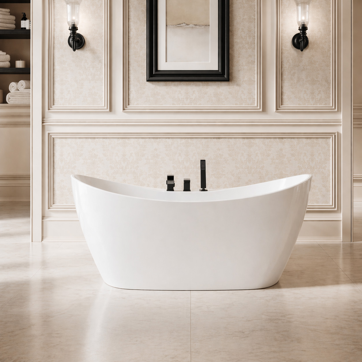 Wexler Acrylic Double Ended Freestanding Tub and Faucet Package