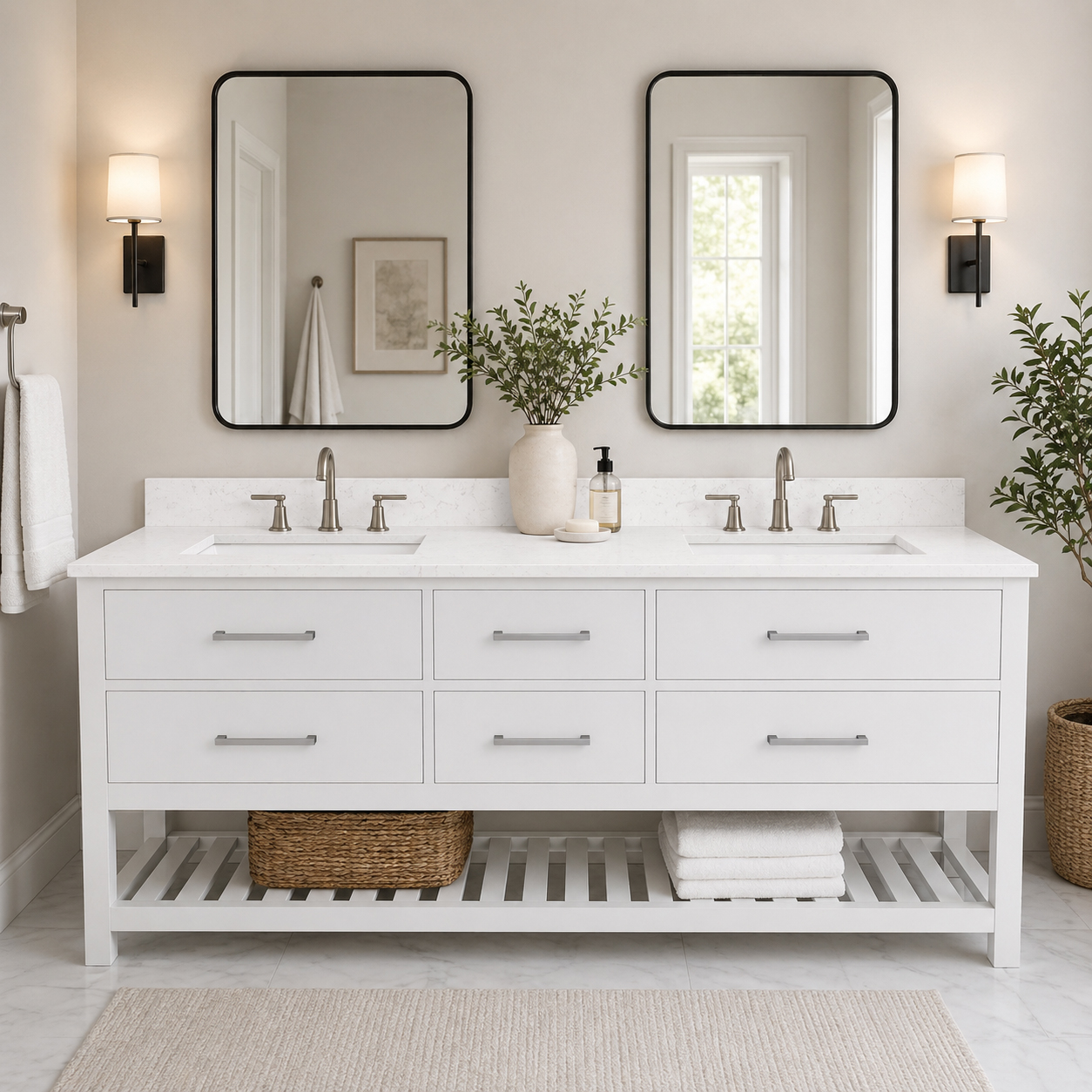Holden 72 Inch Birch and Oak Console Vanity