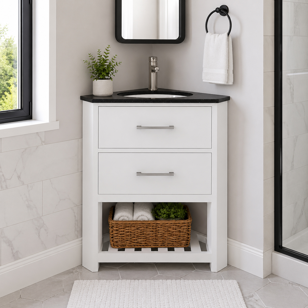 Holden 24 Inch Corner Oak Vanity